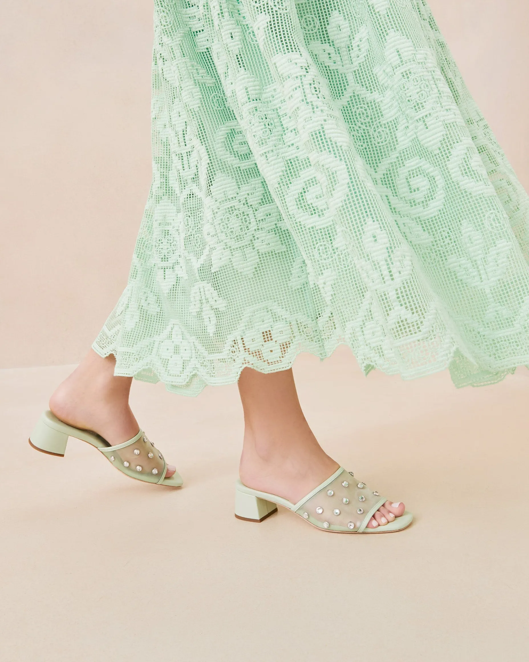 Brooke Seafoam/Crystal Mesh Mule