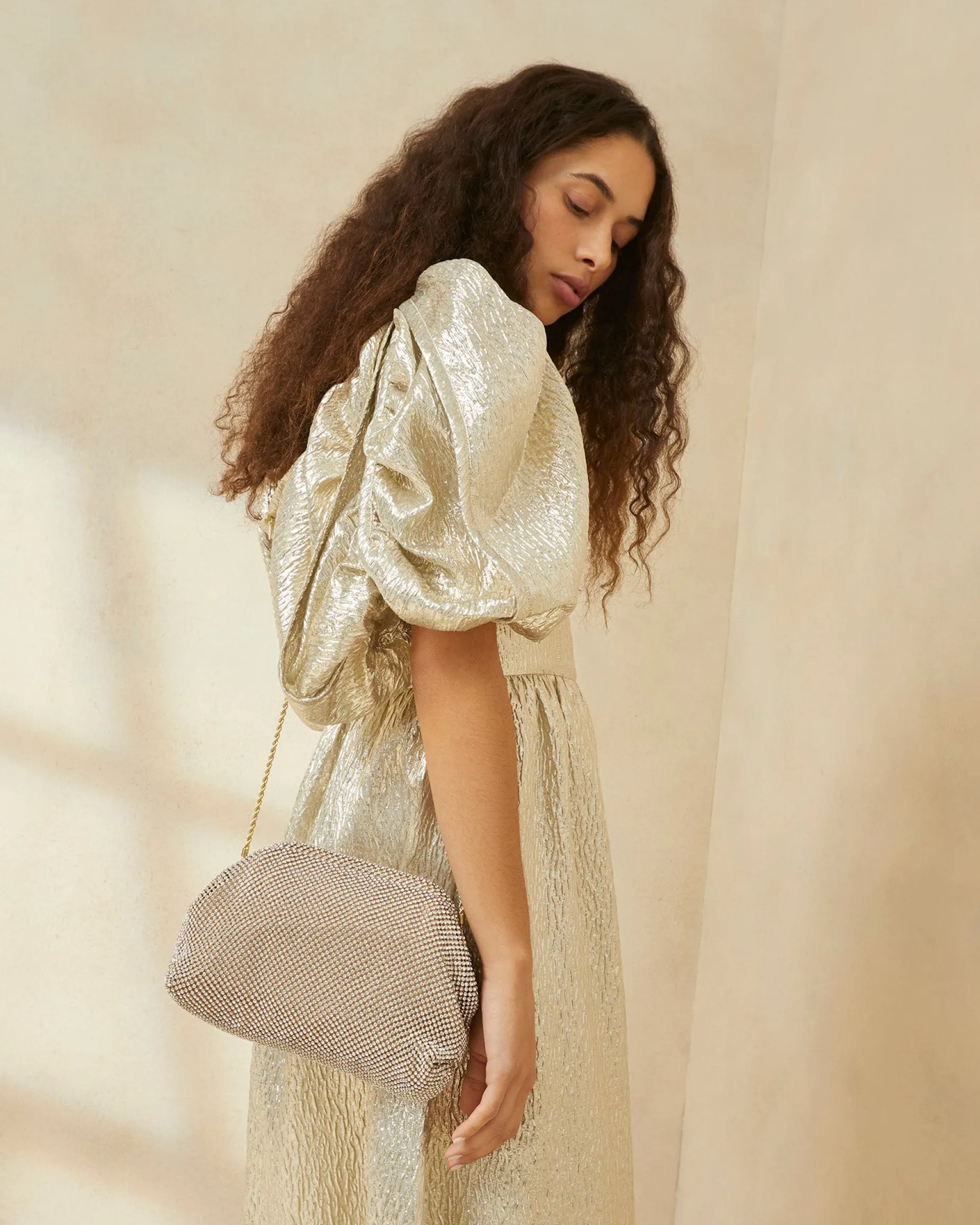 Doreen Gold Diamanté Frame Pouch