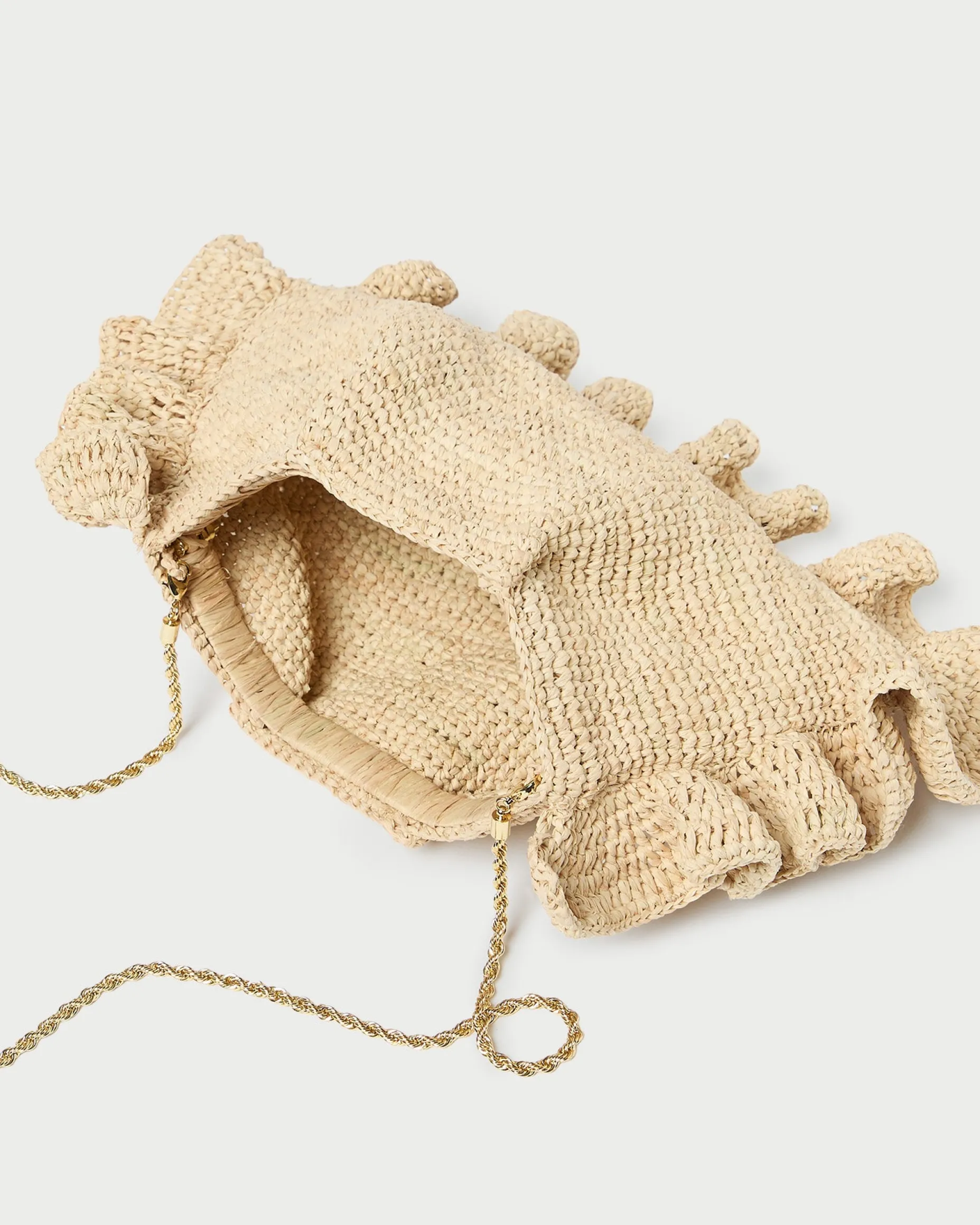 Mavis Vanilla Moiré Ruffle Clutch