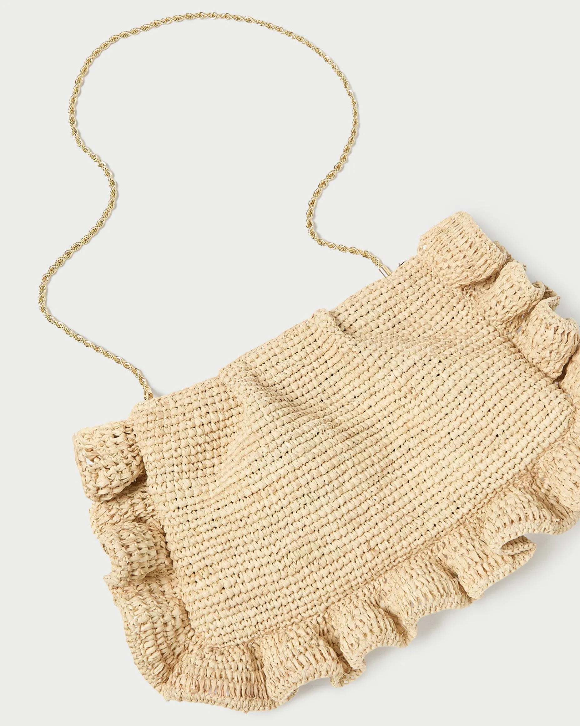 Mavis Vanilla Moiré Ruffle Clutch