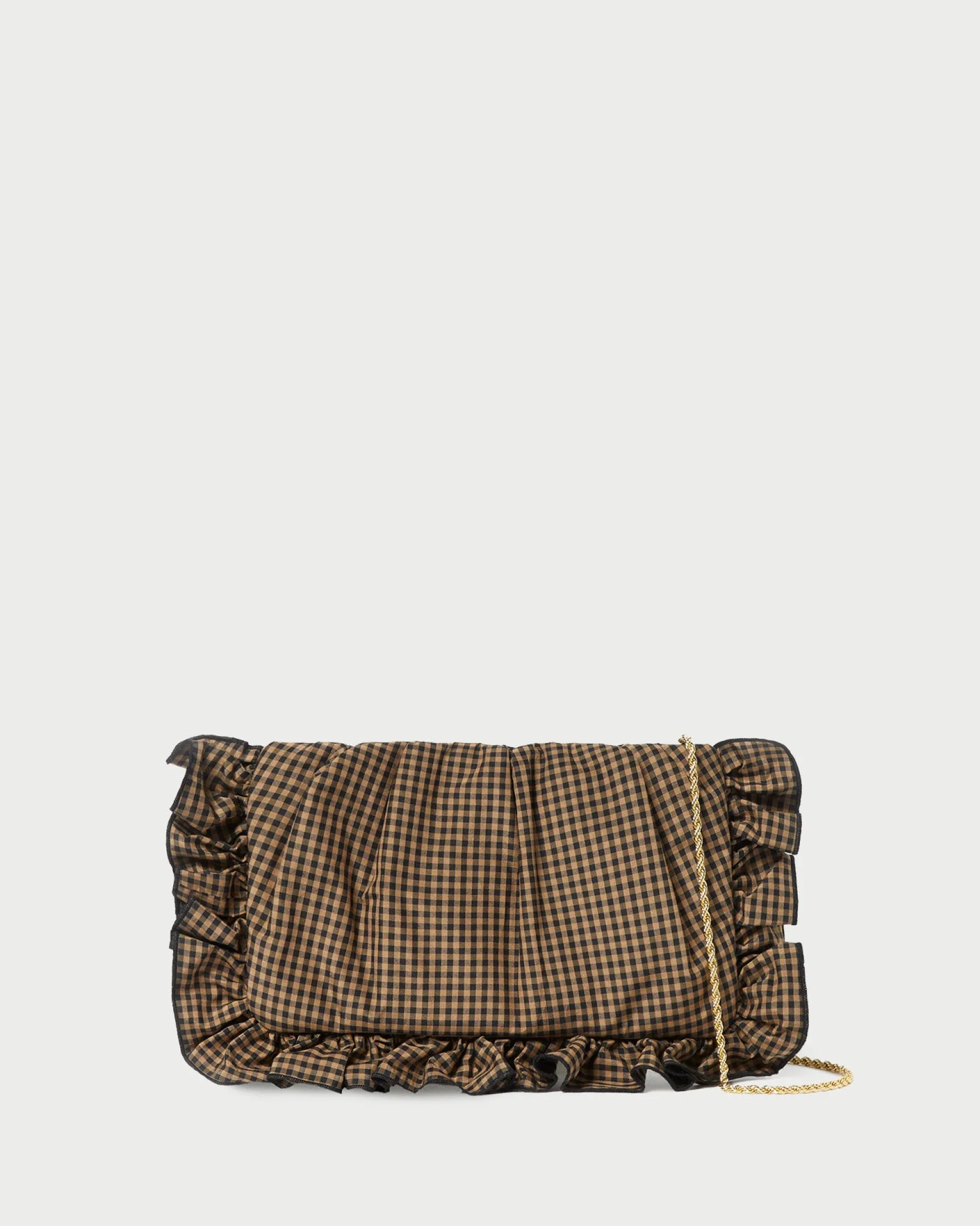 Mavis Vanilla Moiré Ruffle Clutch