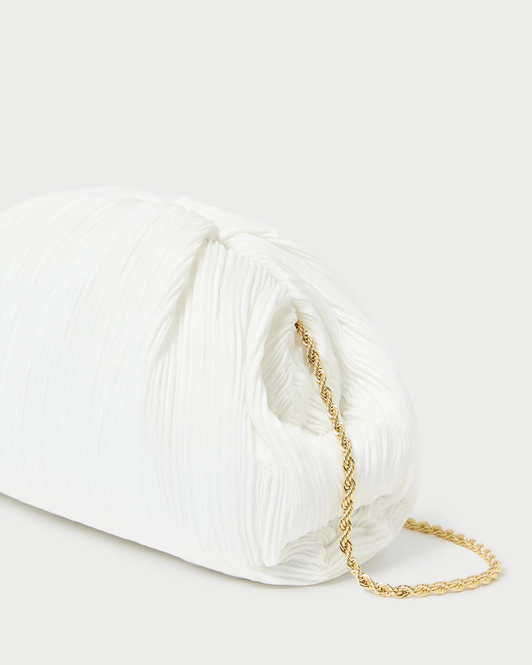 Bailey White Pleated Dome Clutch