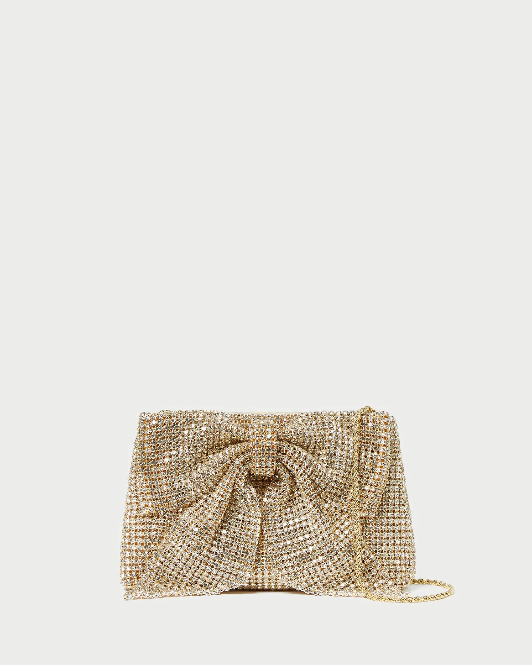 Jolene Gold Diamanté Bow Clutch