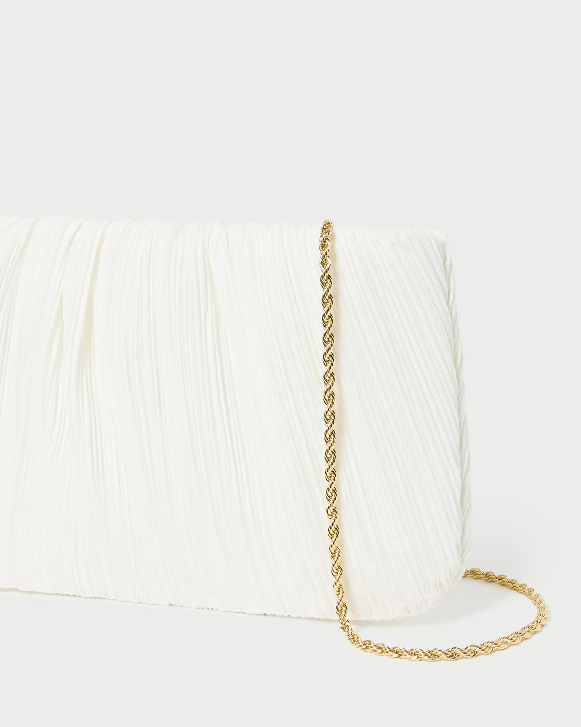 Brit White Flat Pleated Clutch