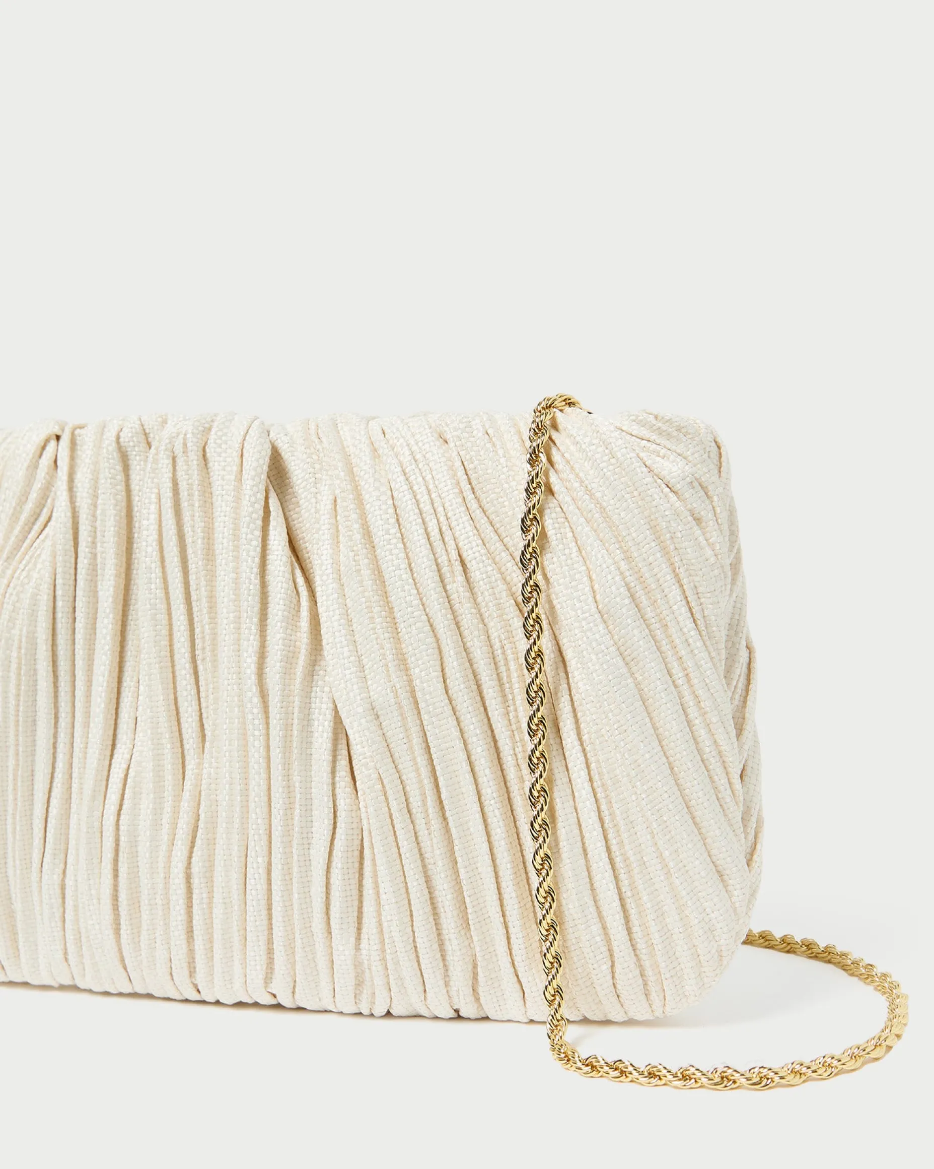 Brit White Flat Pleated Clutch