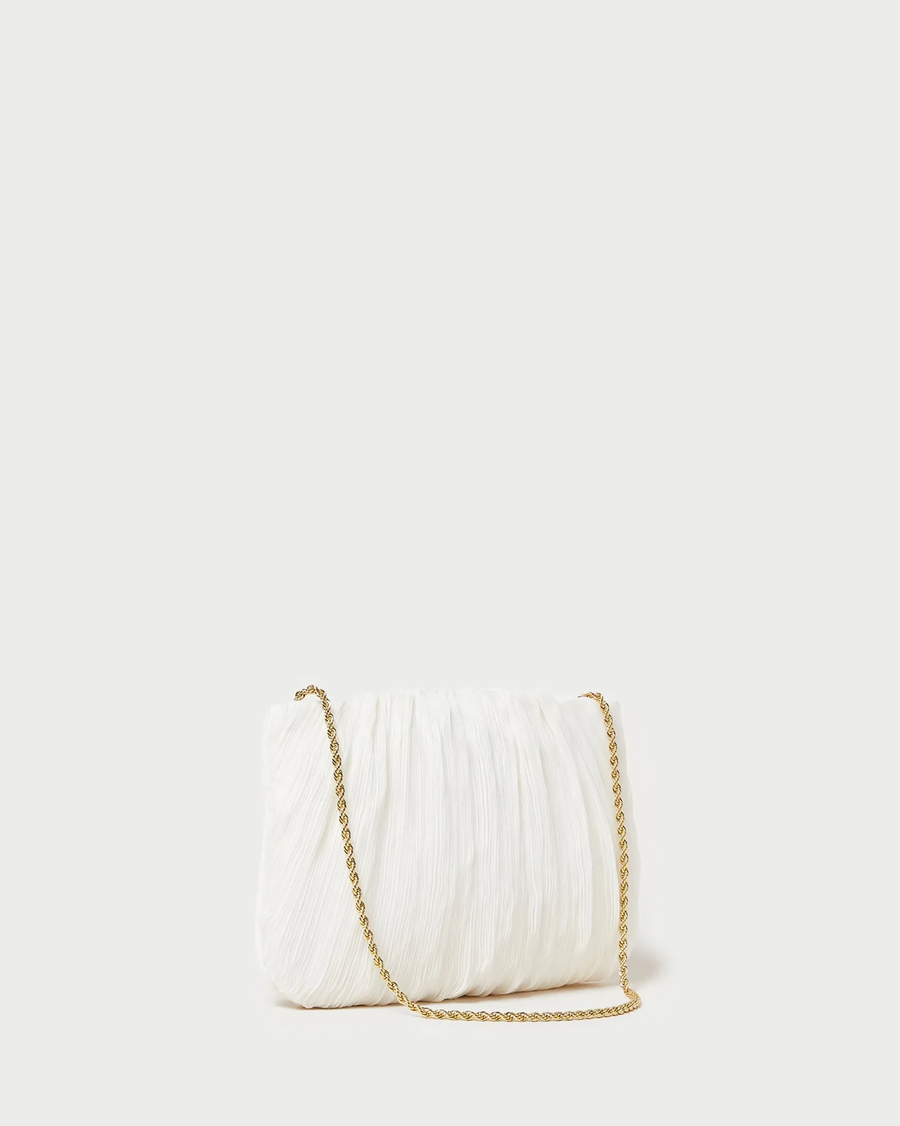 Brit White Flat Pleated Clutch