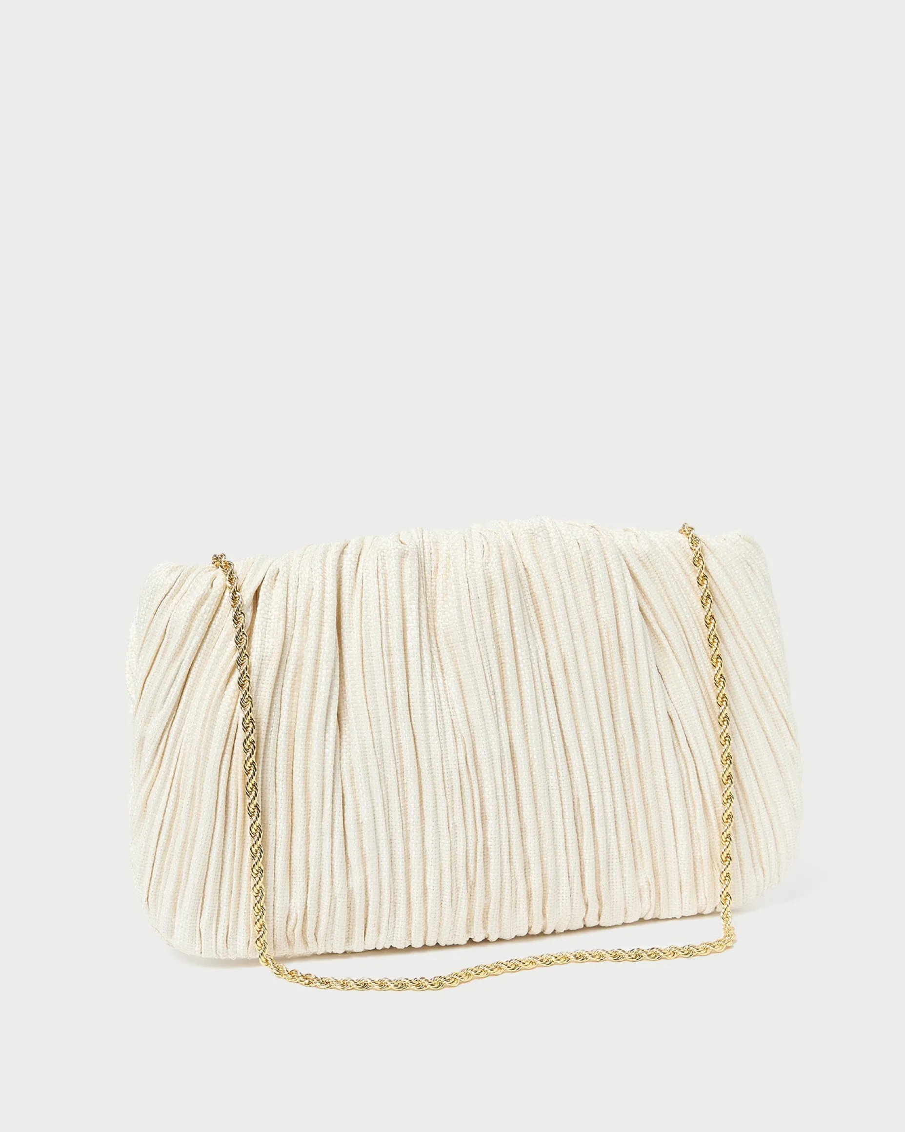Brit Champagne Flat Pleated Clutch