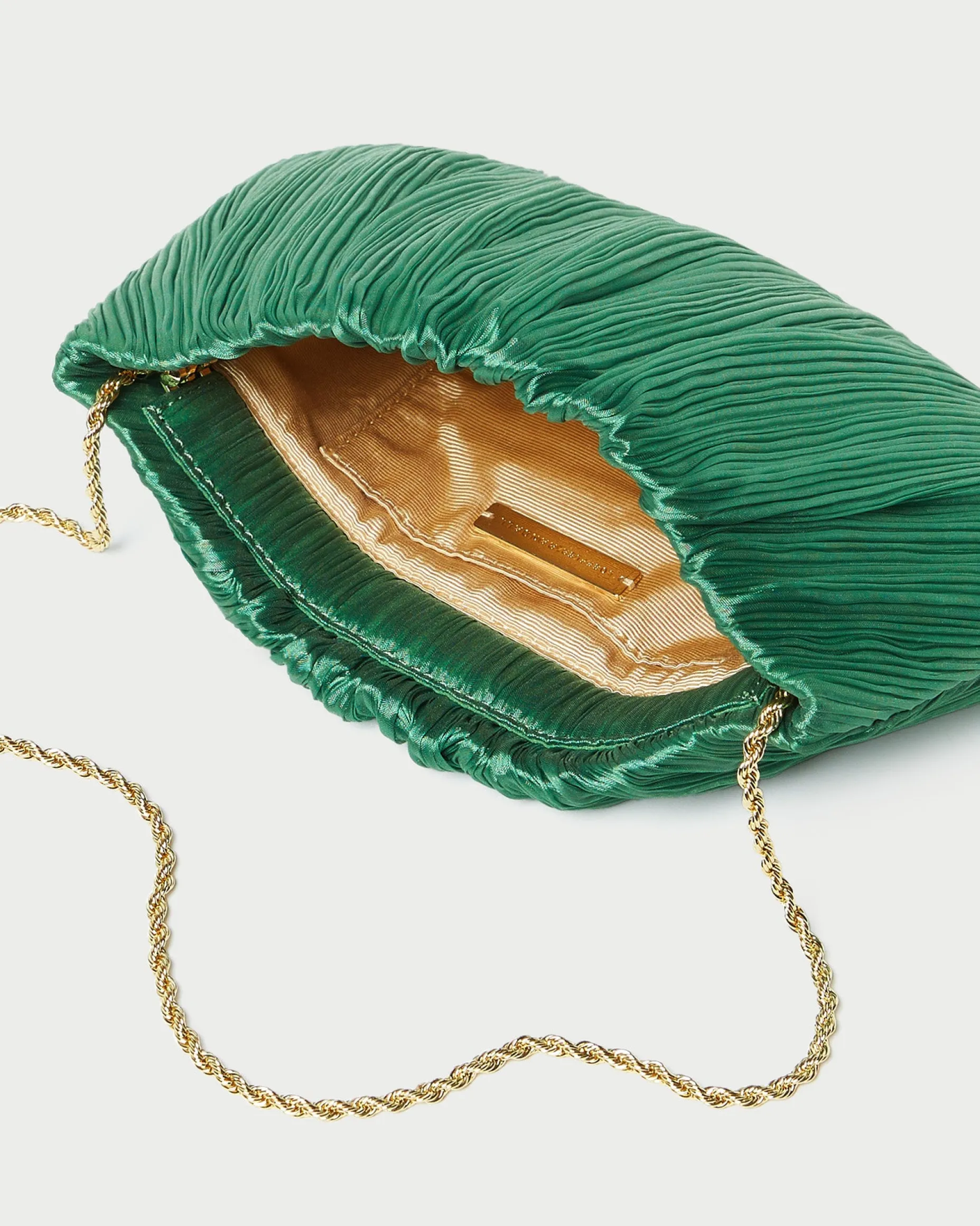 Brit Champagne Flat Pleated Clutch