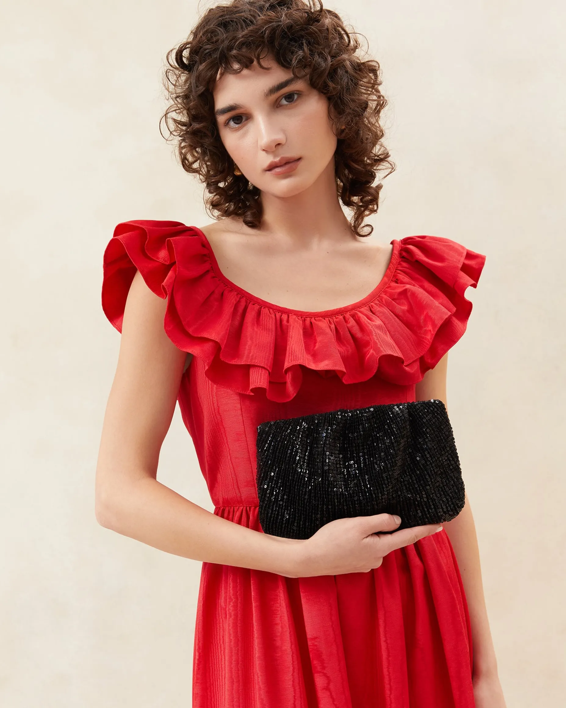 Brit Champagne Flat Pleated Clutch