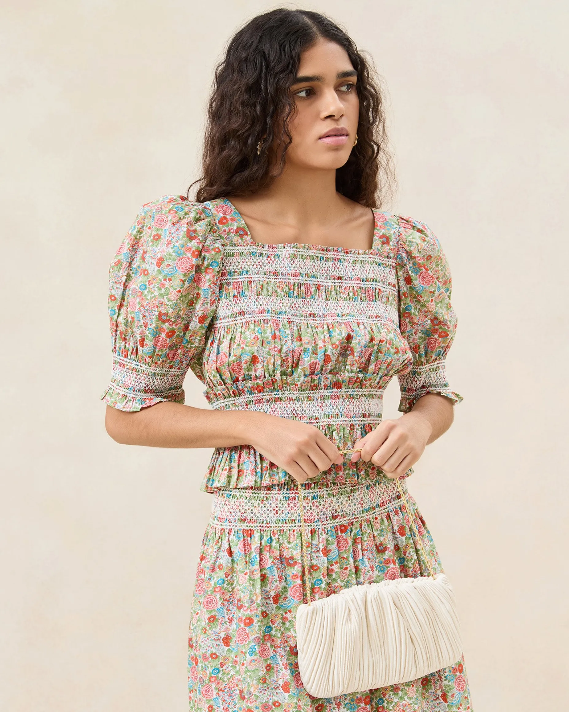 Brit Sage Flat Pleated Clutch