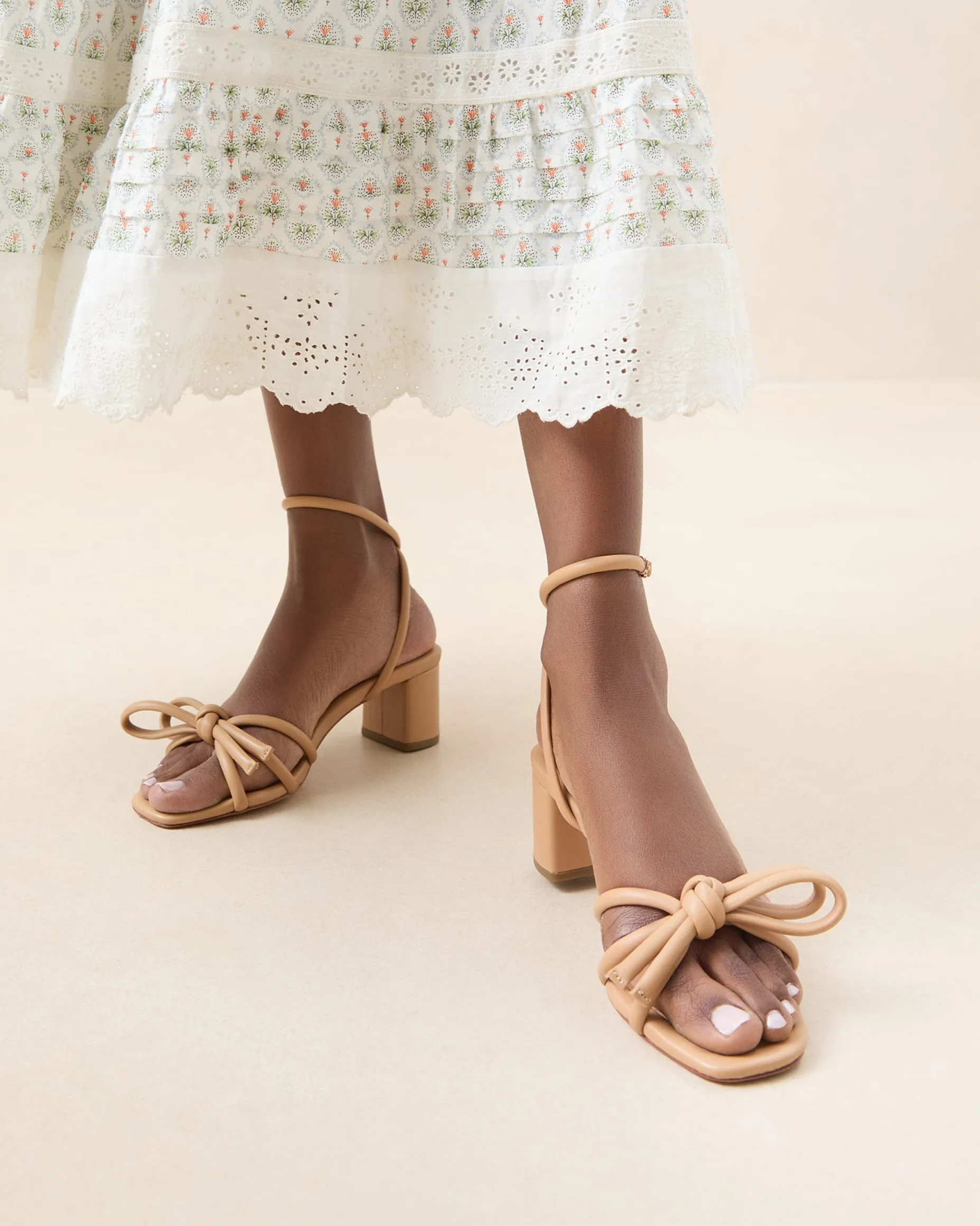 Mikel Timber Bow Mid-Heel Sandal