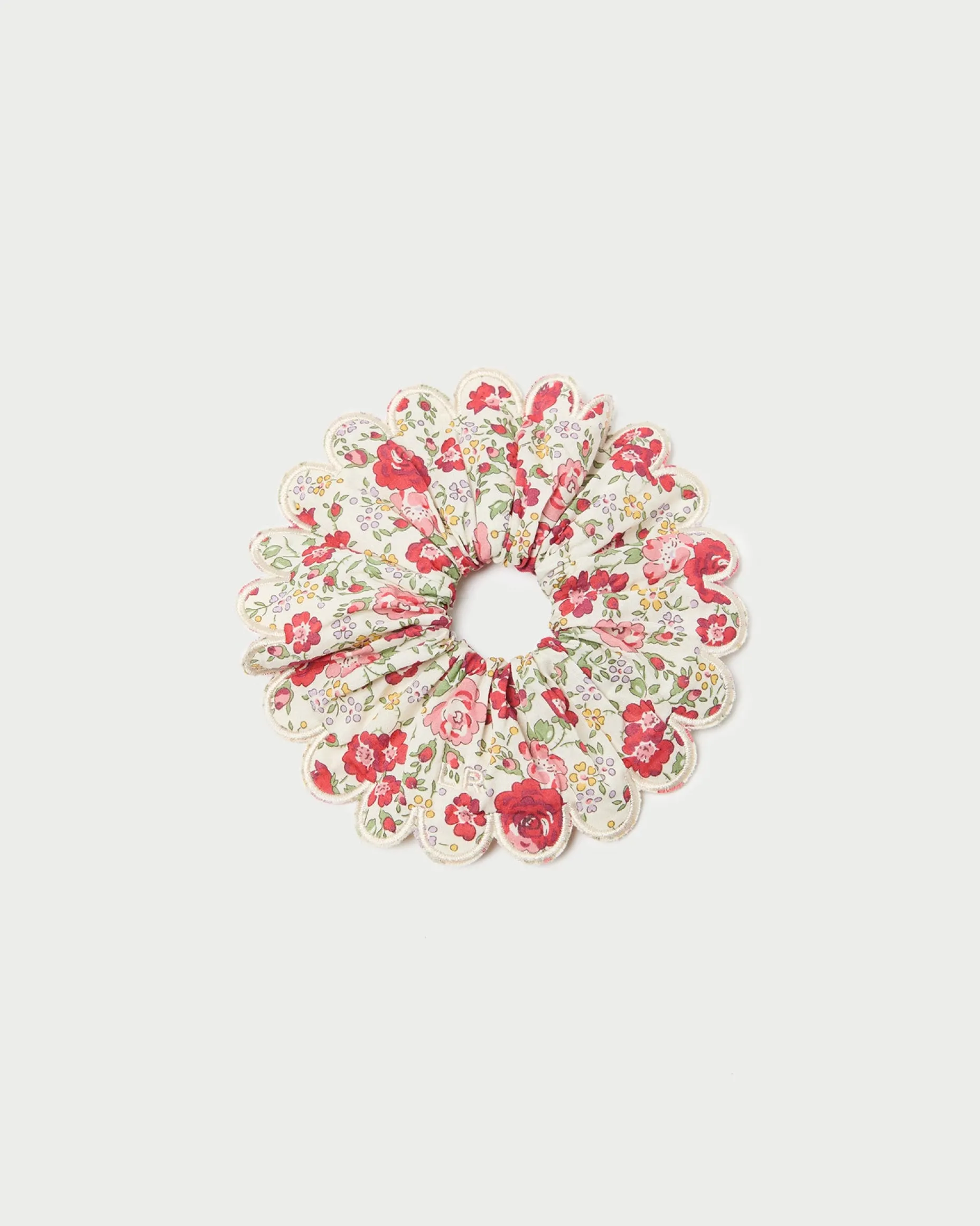 Frankie Red Floral Scallop Scrunchie