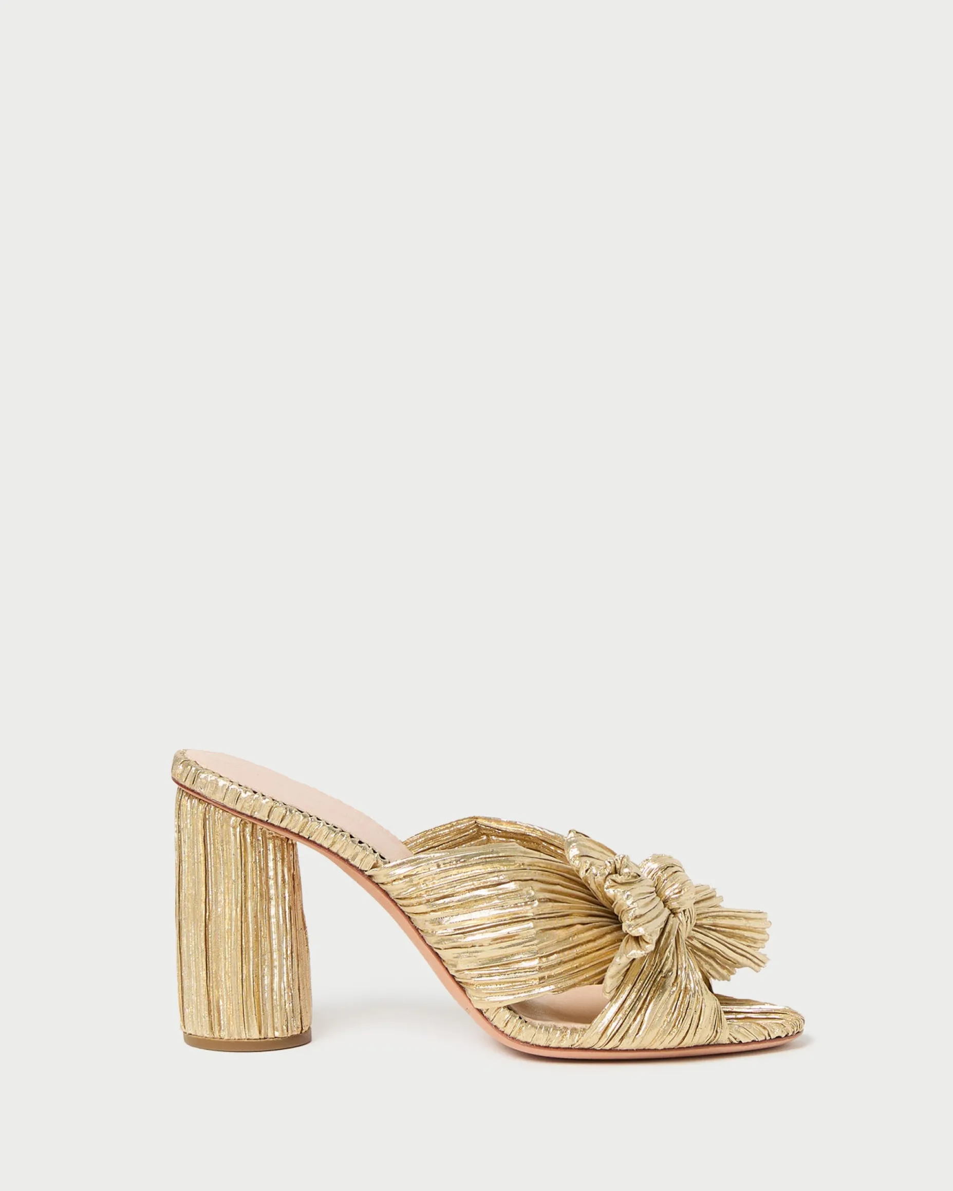 Penny Gold Pleated Bow Heel