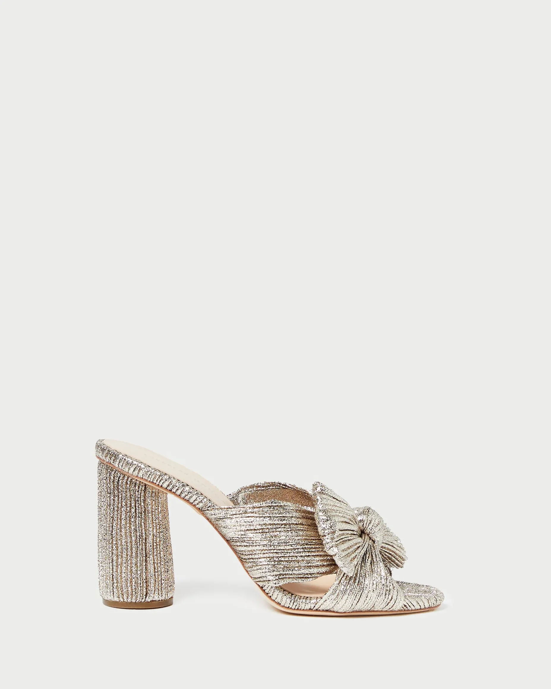 Penny Gold Pleated Bow Heel