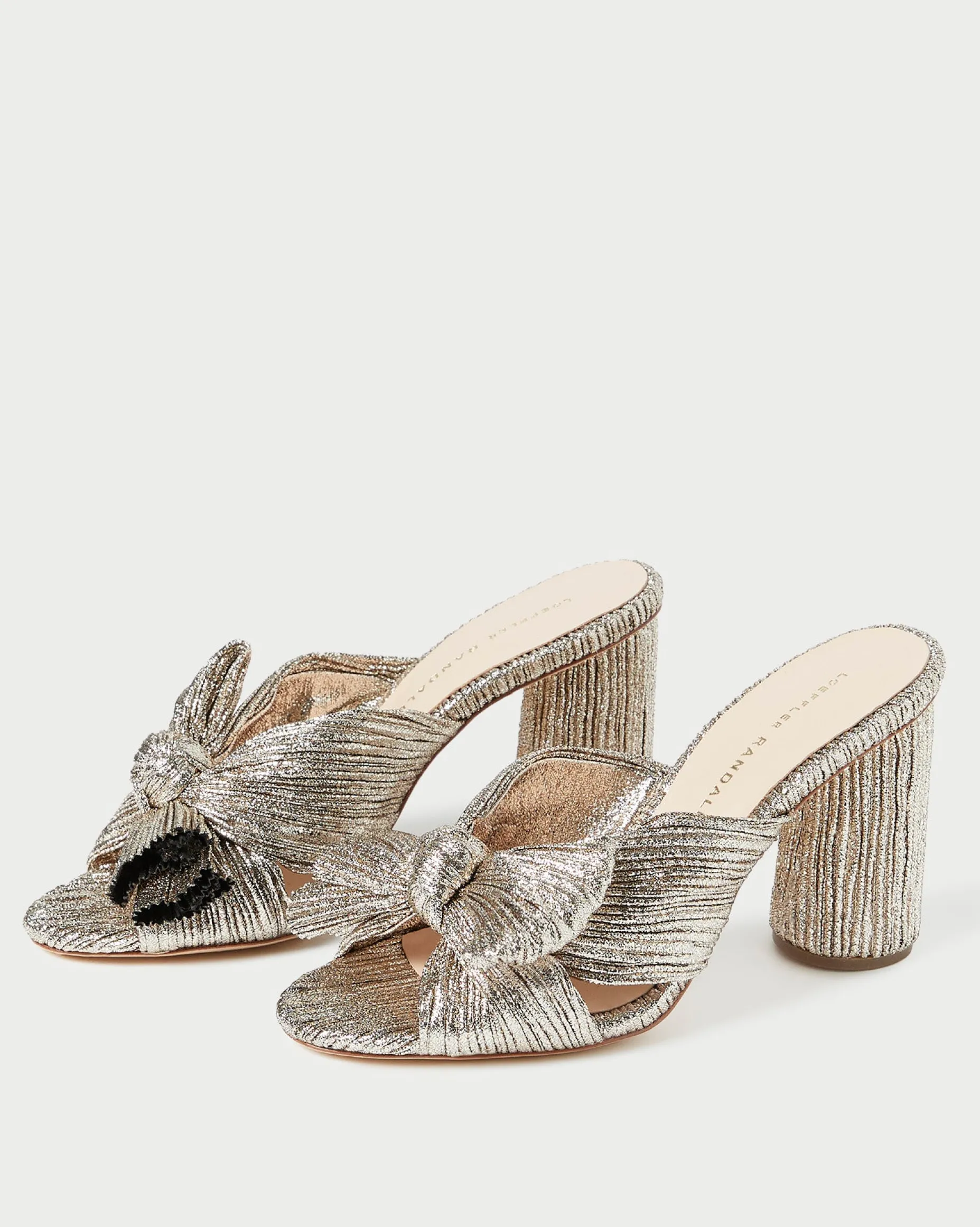 Penny Gold Pleated Bow Heel