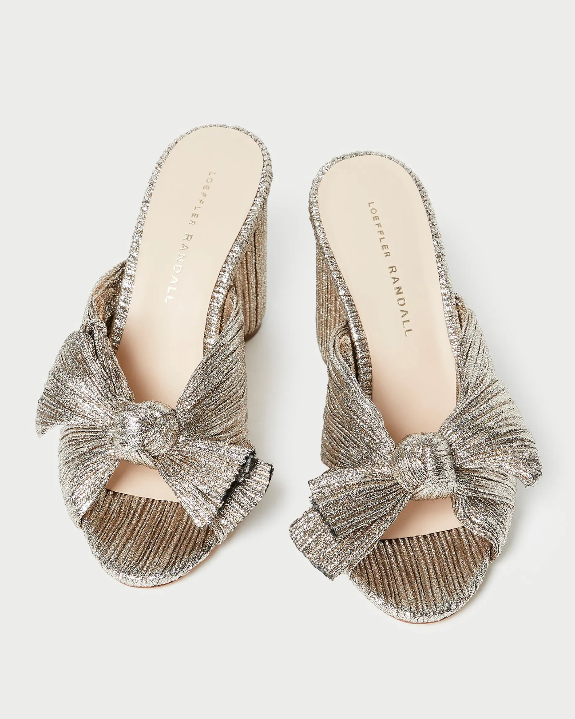 Penny Gold Pleated Bow Heel
