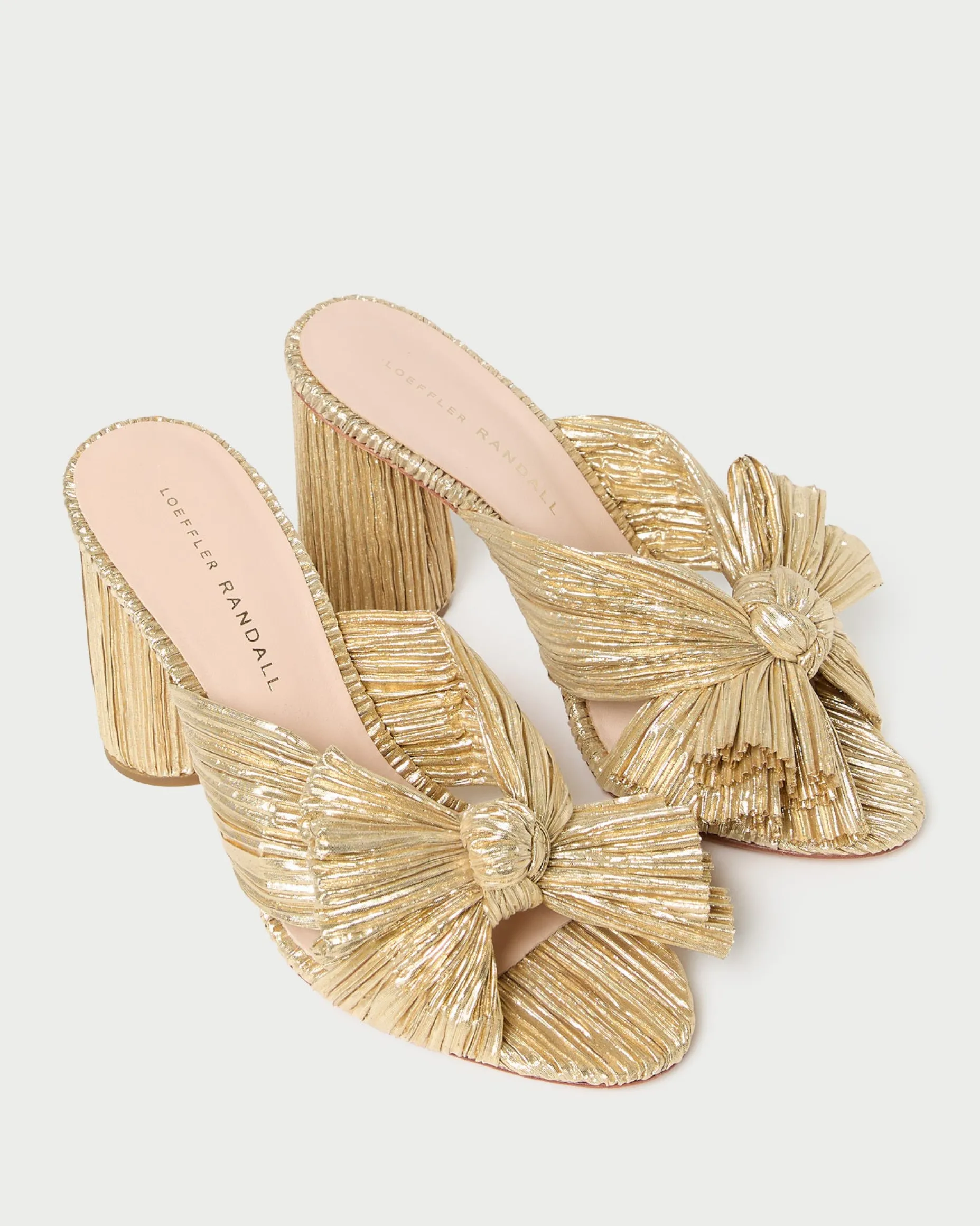 Penny Gold Pleated Bow Heel