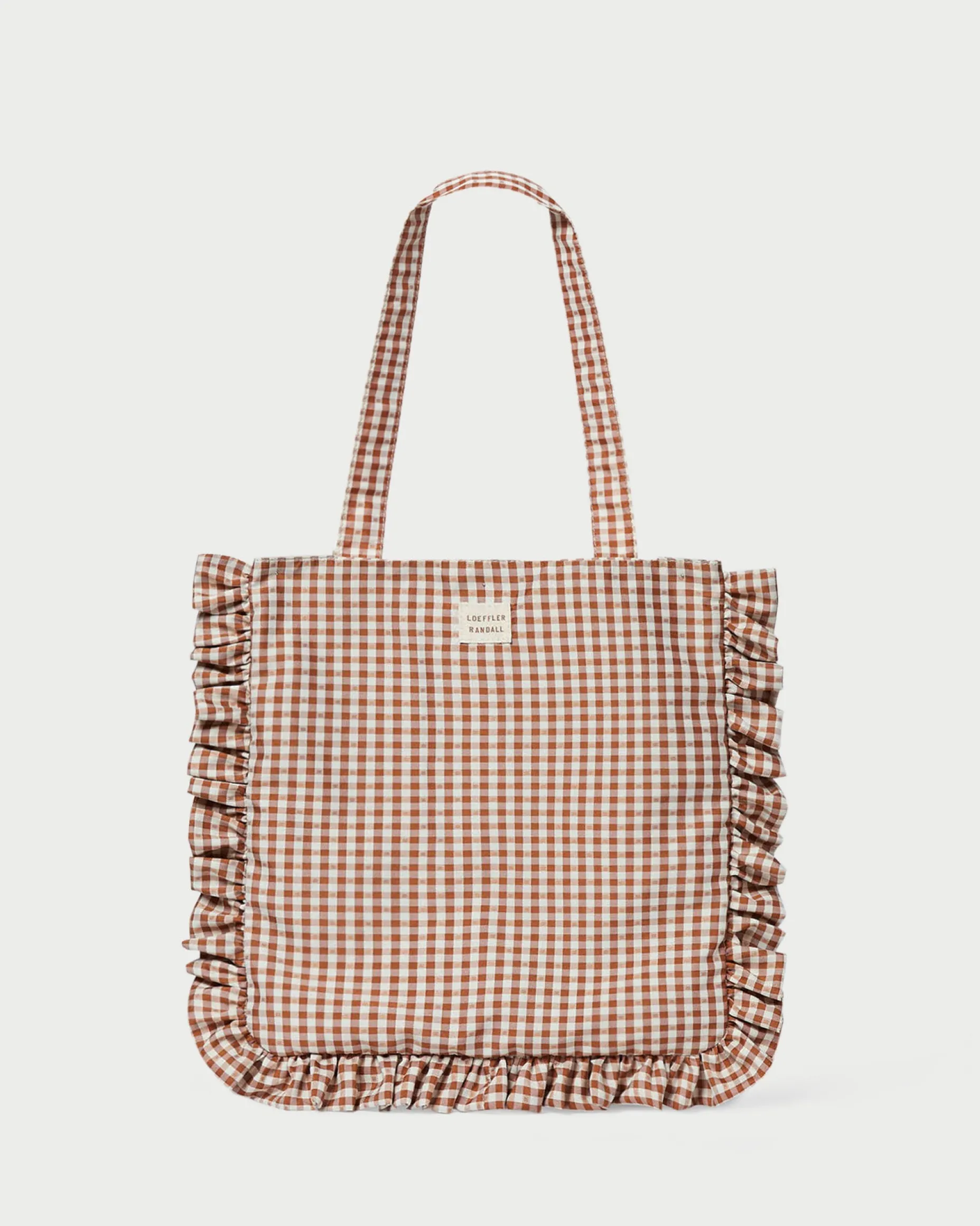Justine Red Gingham Ruffle Tote