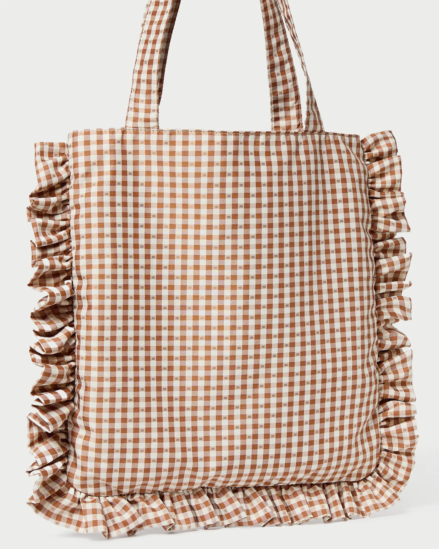 Justine Red Gingham Ruffle Tote