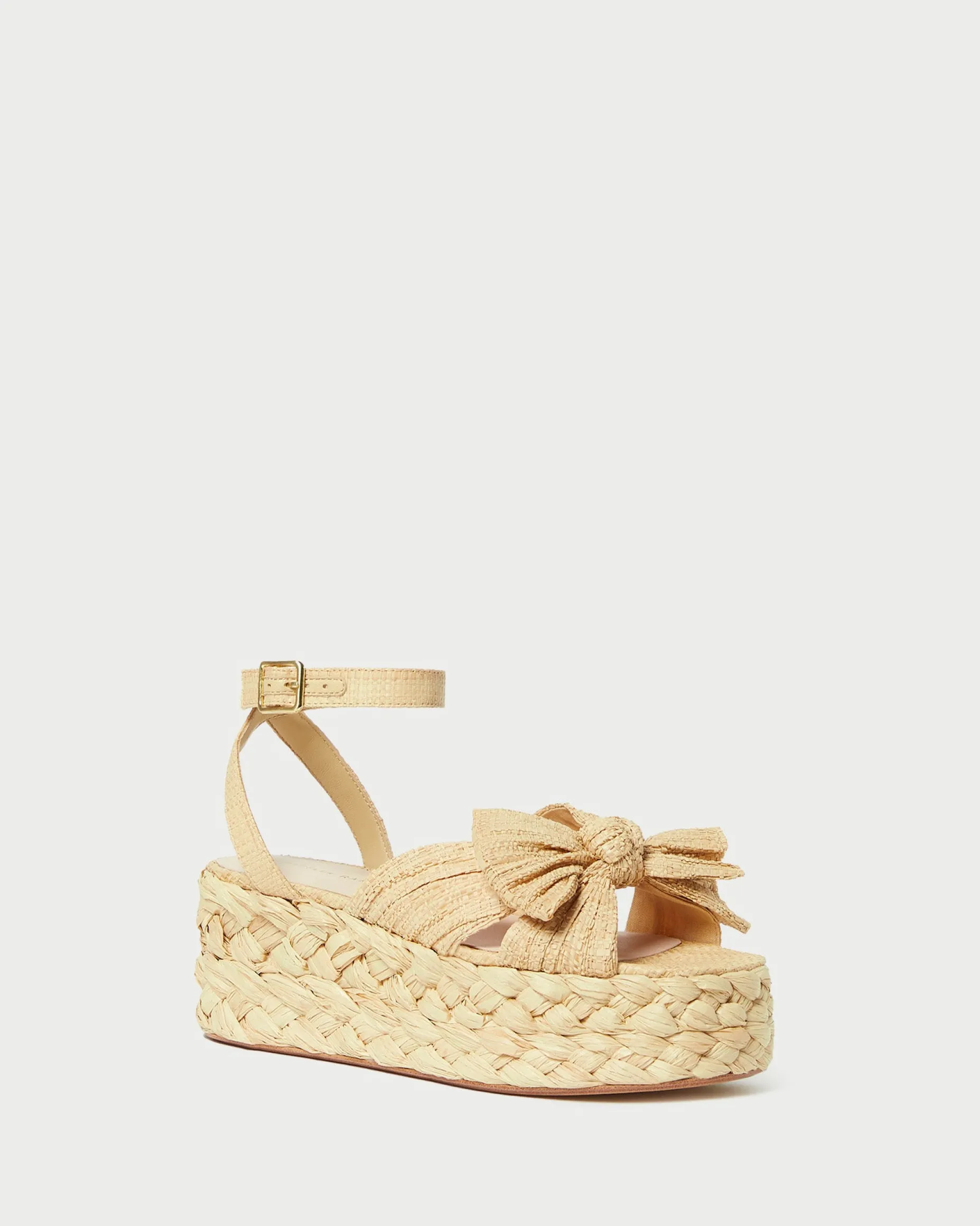 Gaby Natural Pleated Bow Espadrille