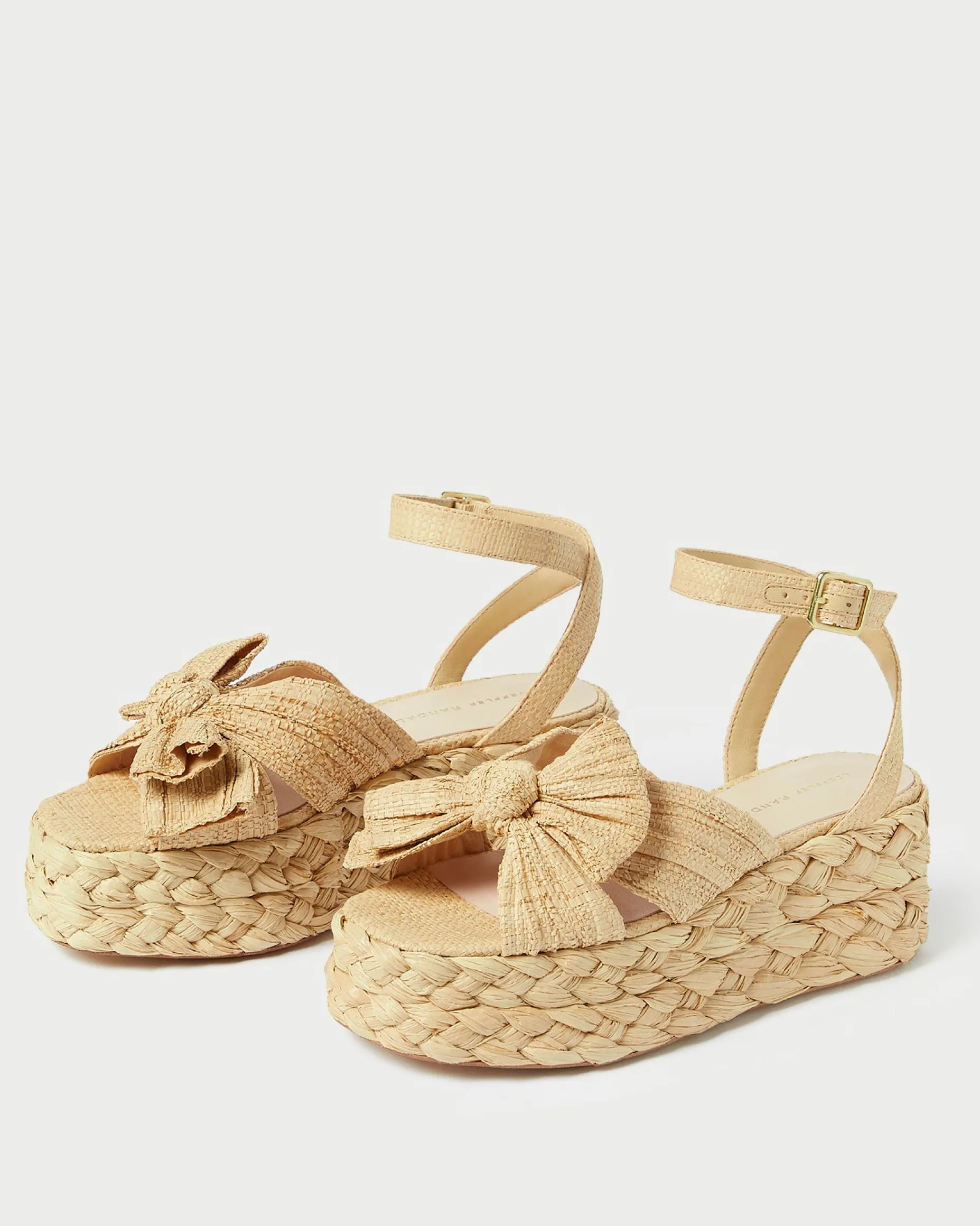Gaby Natural Pleated Bow Espadrille
