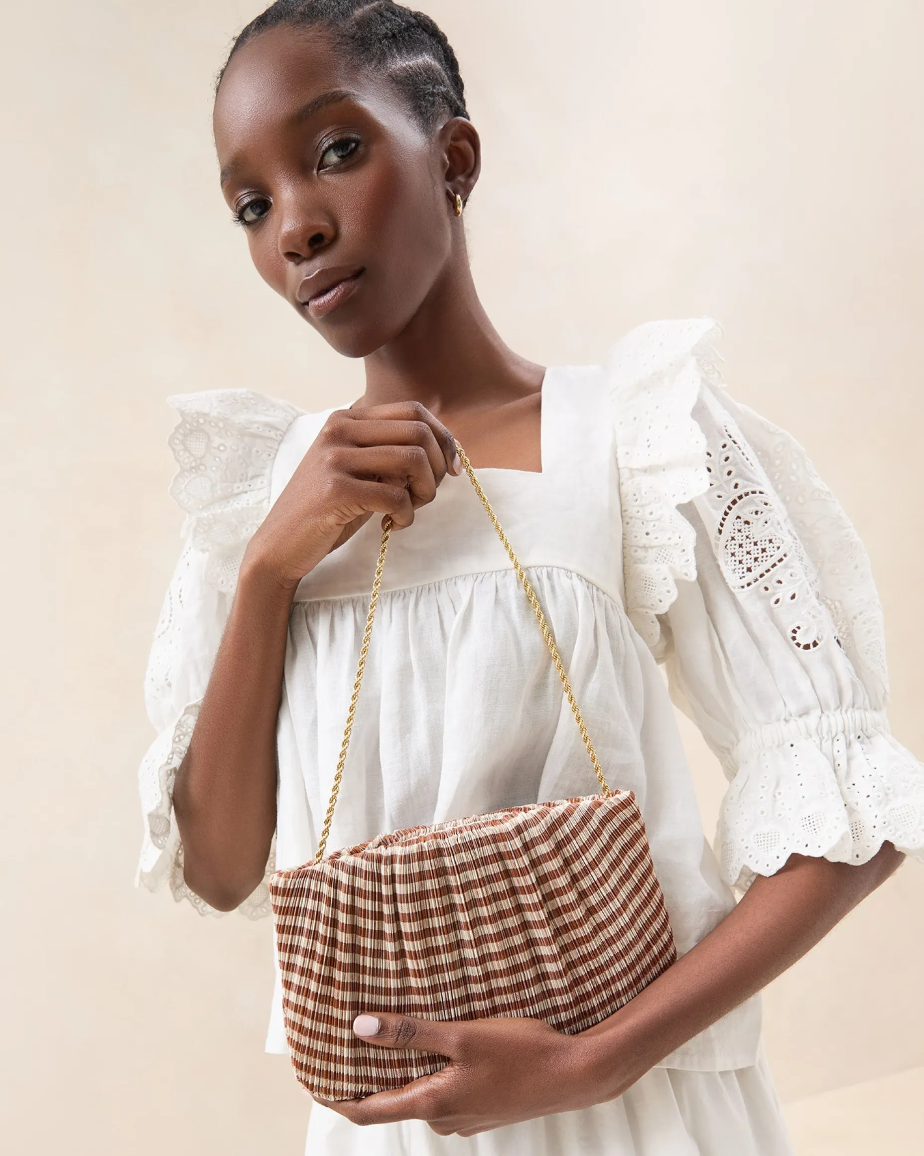 Brit Pearl Flat Pleated Clutch