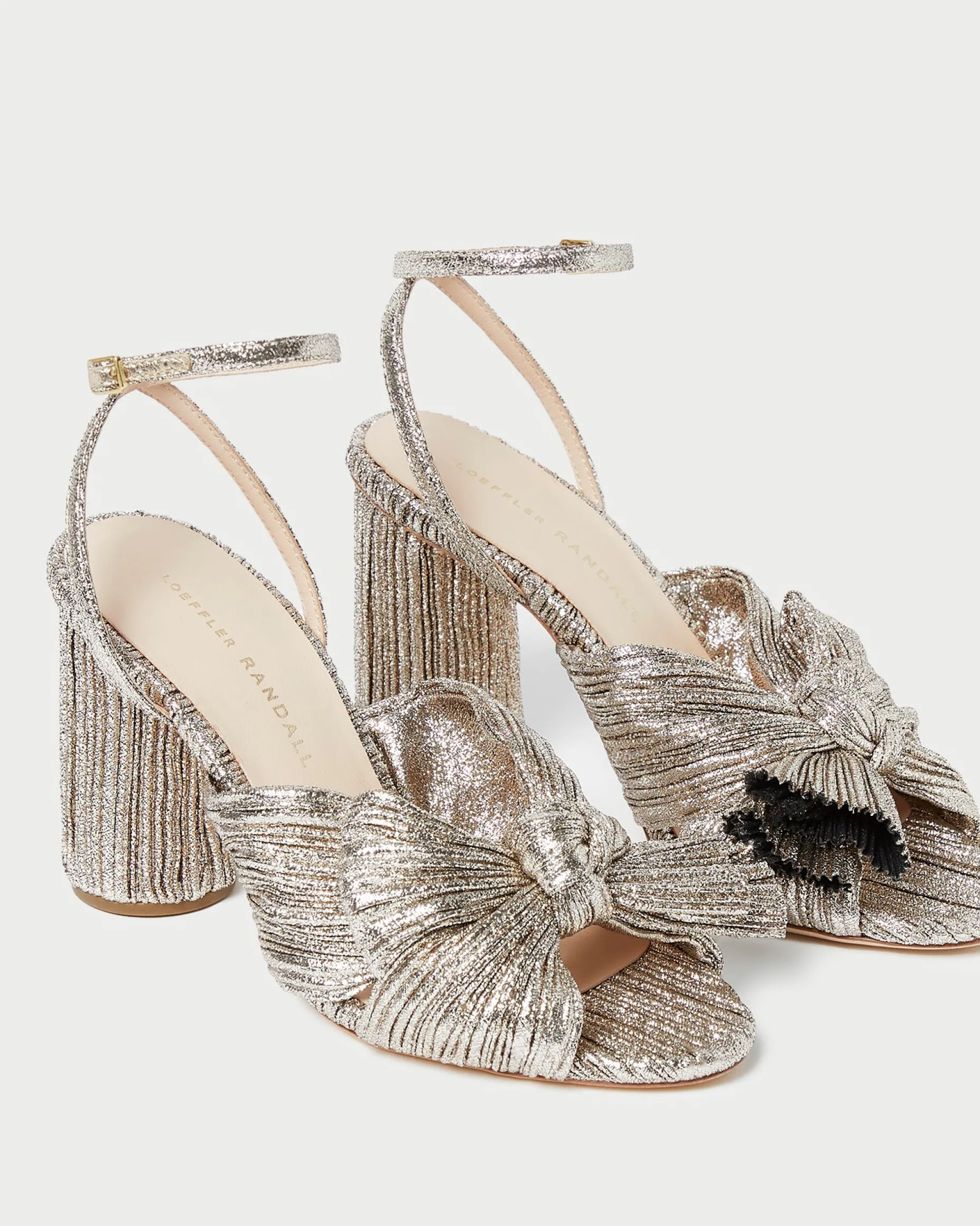 Camellia Champagne Pleated Bow Heel