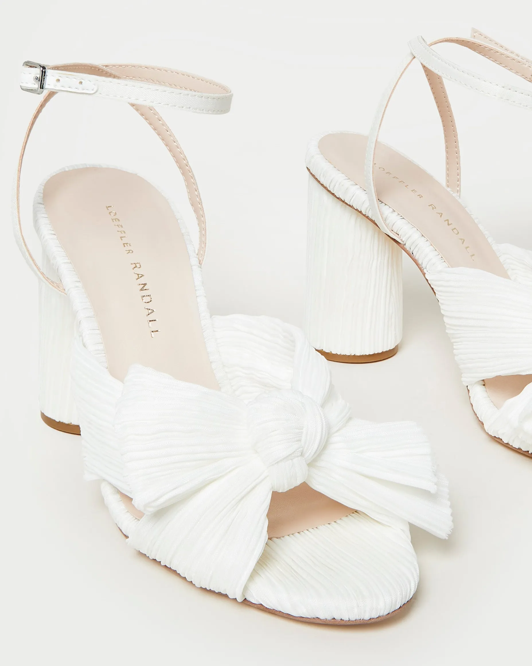 Camellia Champagne Pleated Bow Heel