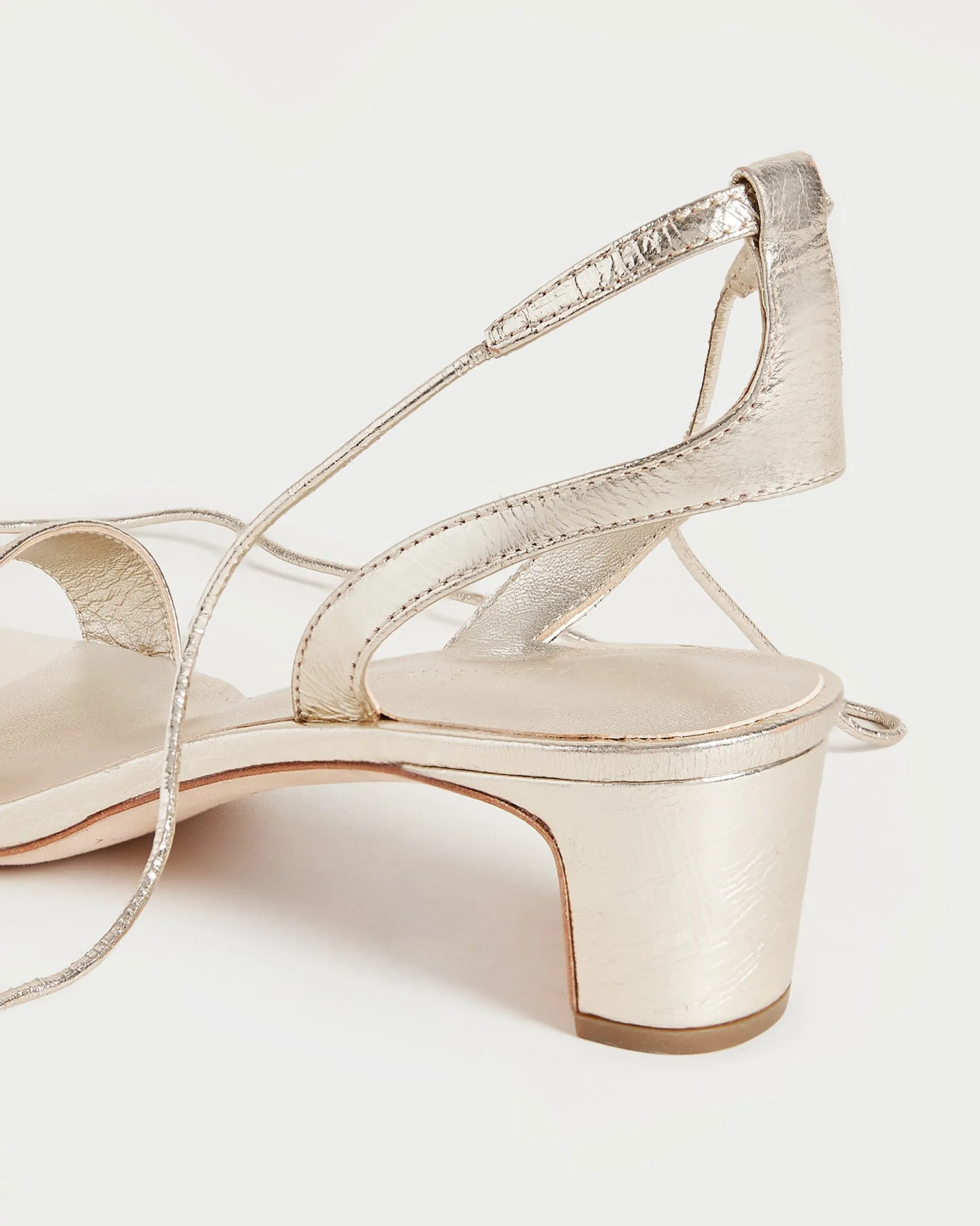 Jackie Champagne Mid Heel Sandal