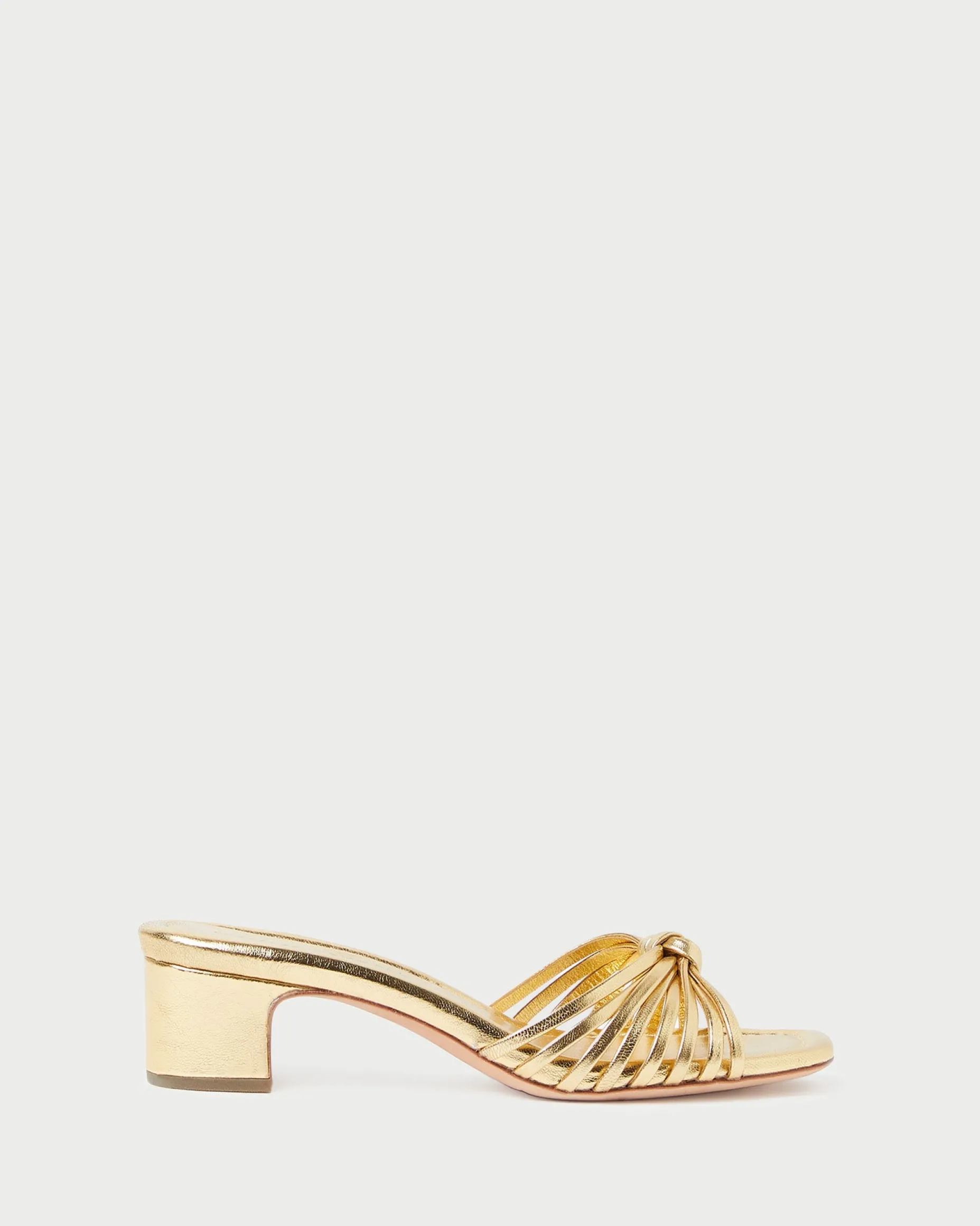 Hazel Gold Leather Knot Mule