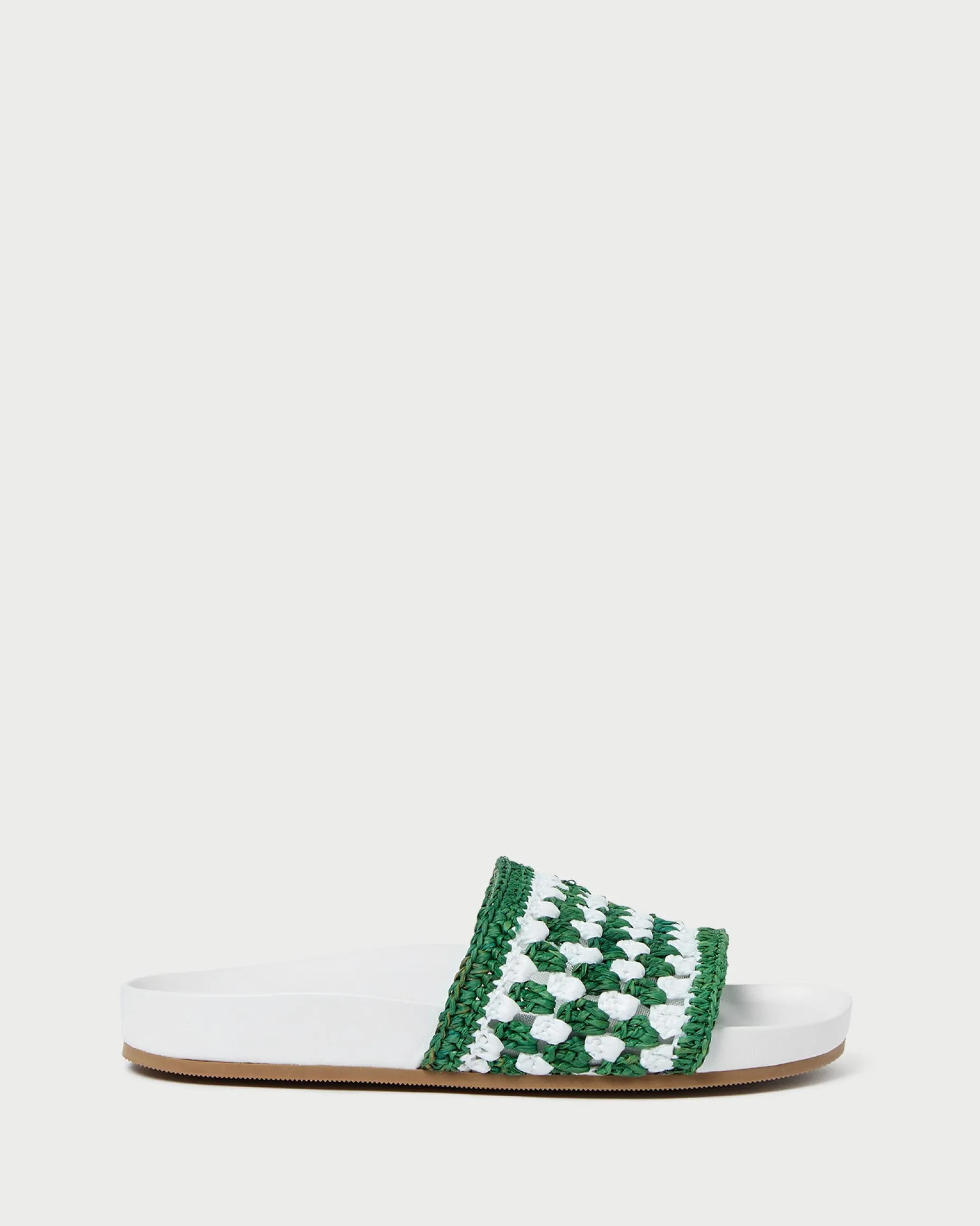 Henri Green/White Crochet Raffia Sandal