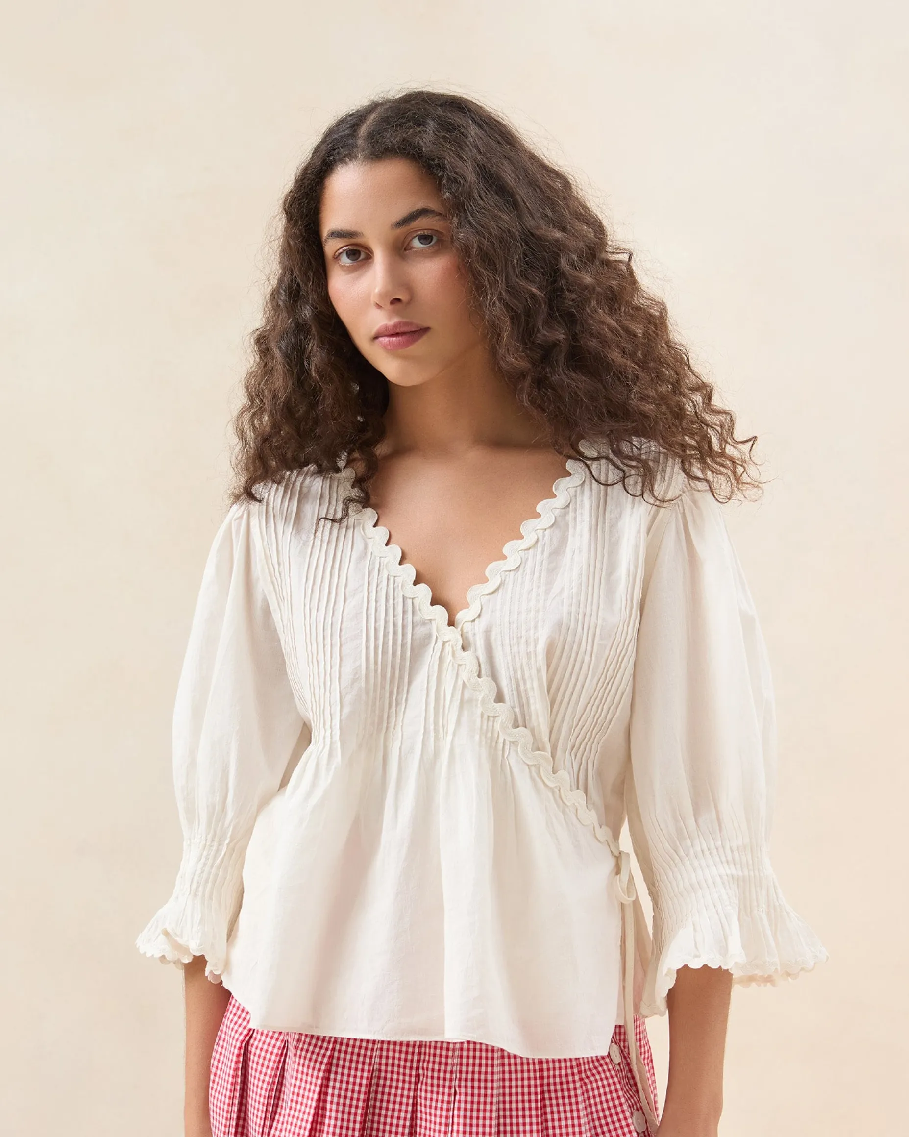 Sasha White Wrap Blouse