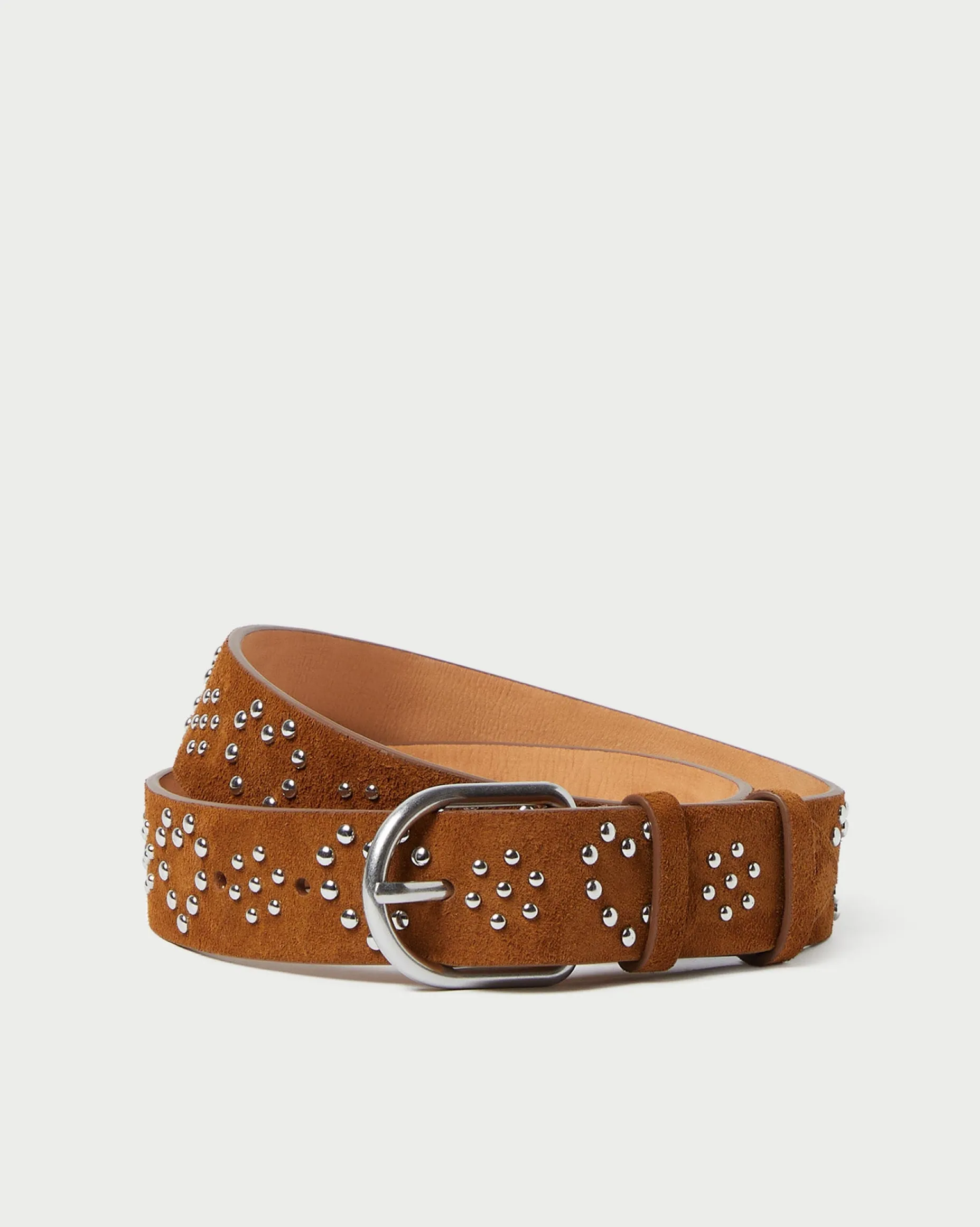 Beckett Cacao Suede Studded Belt