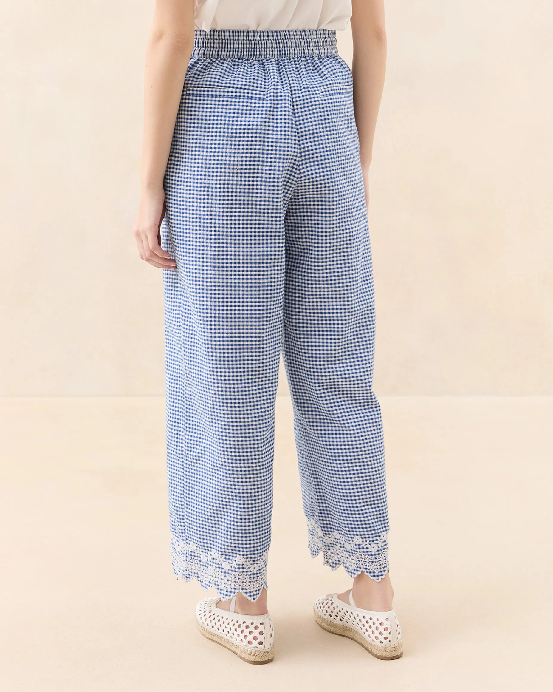 Blake Blue Gingham Embroidered Pant