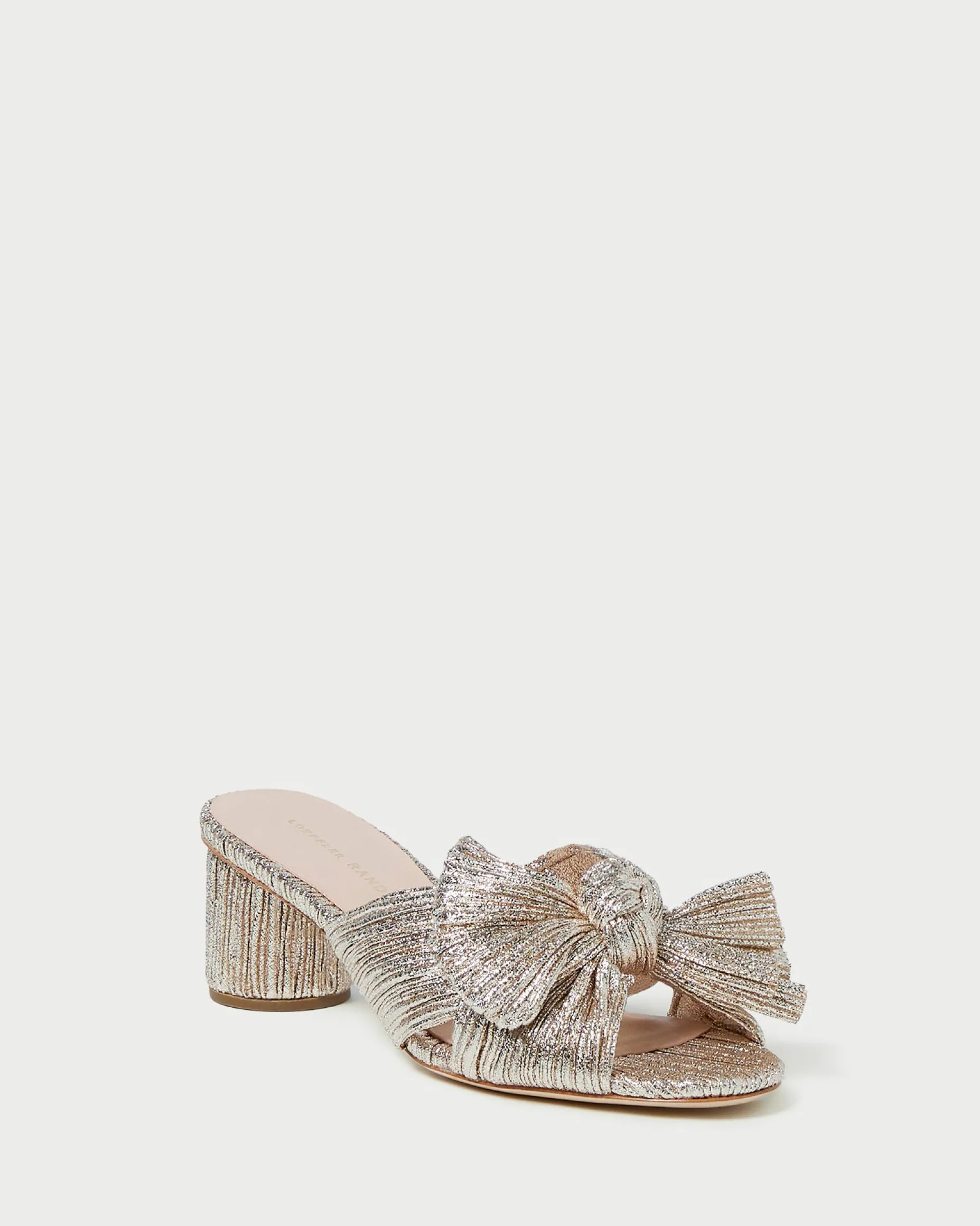 Emilia Champagne Pleated Bow Heel