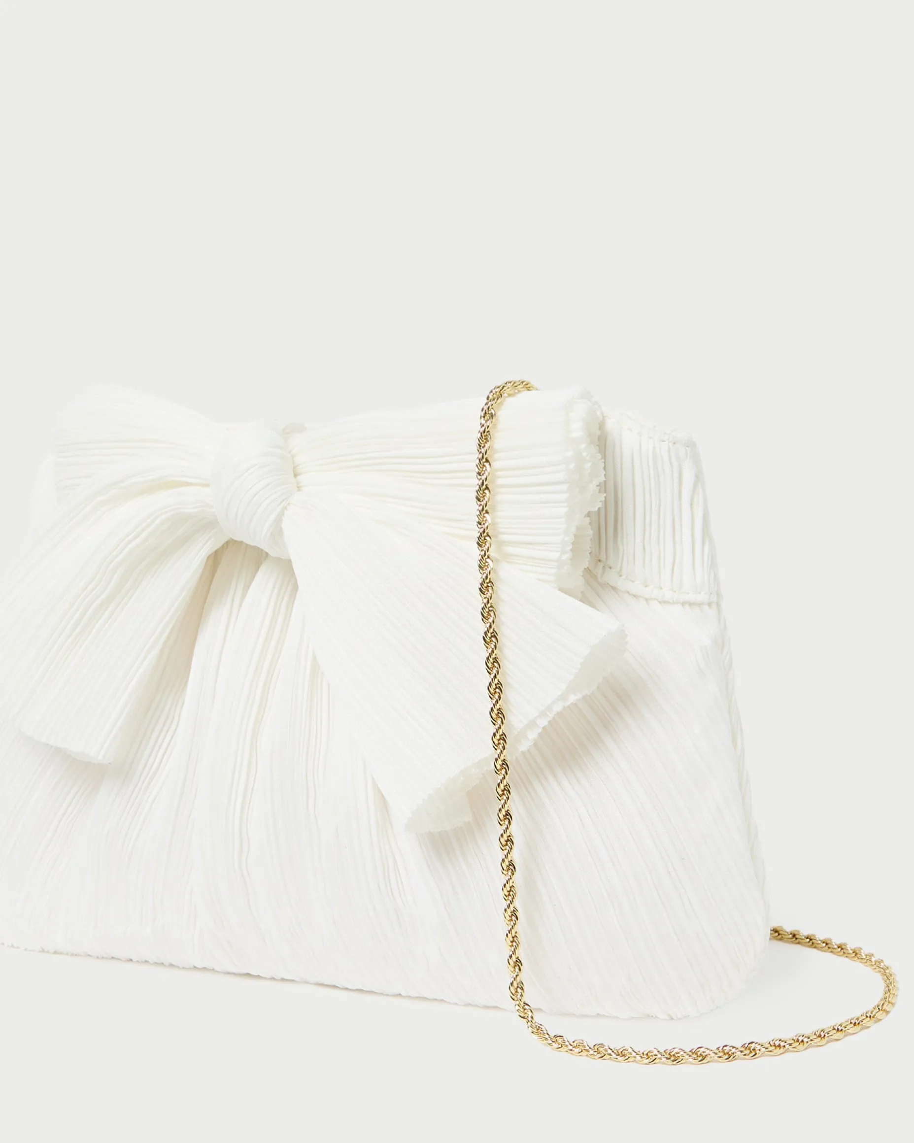Rayne White Lace Bow Clutch