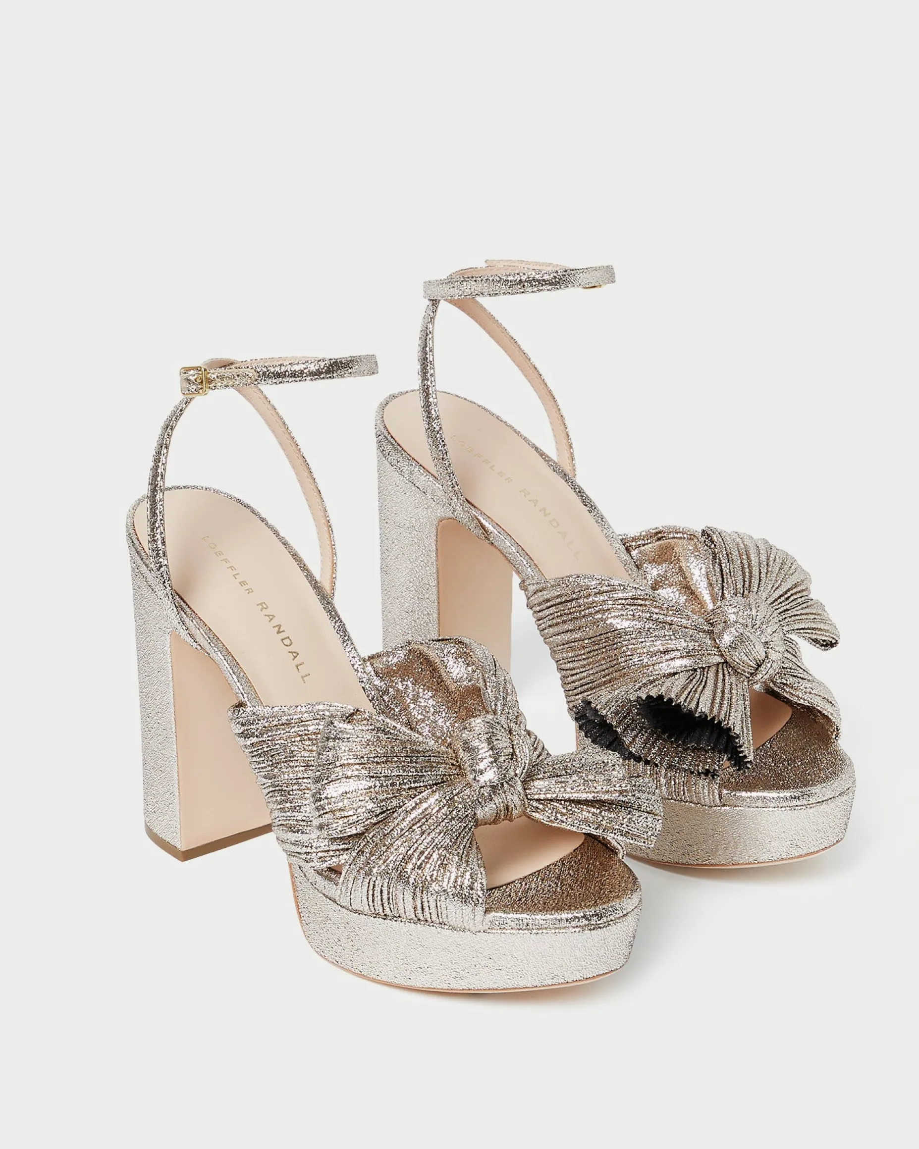Natalia Platinum Platform Bow Heel