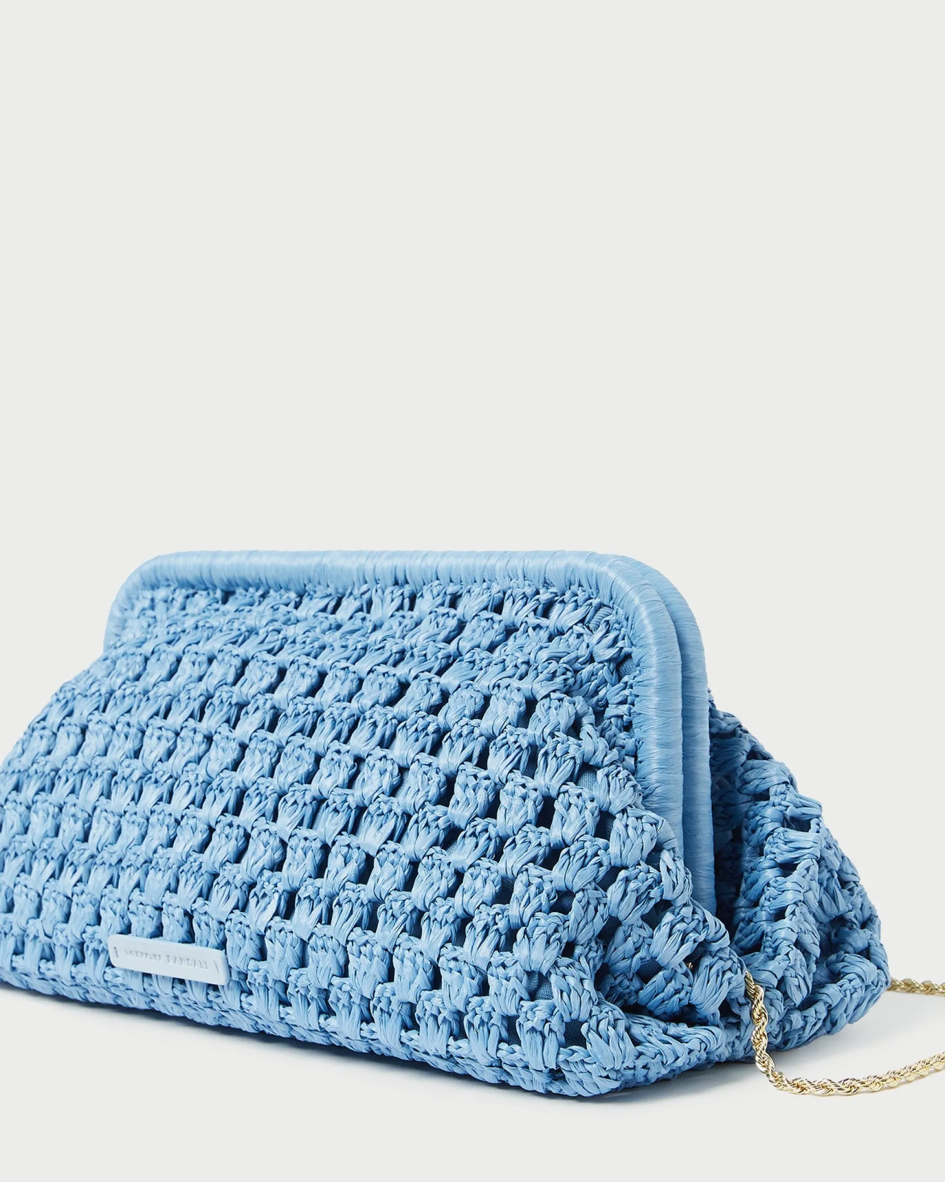 Trudie Blue Crochet Frame Clutch