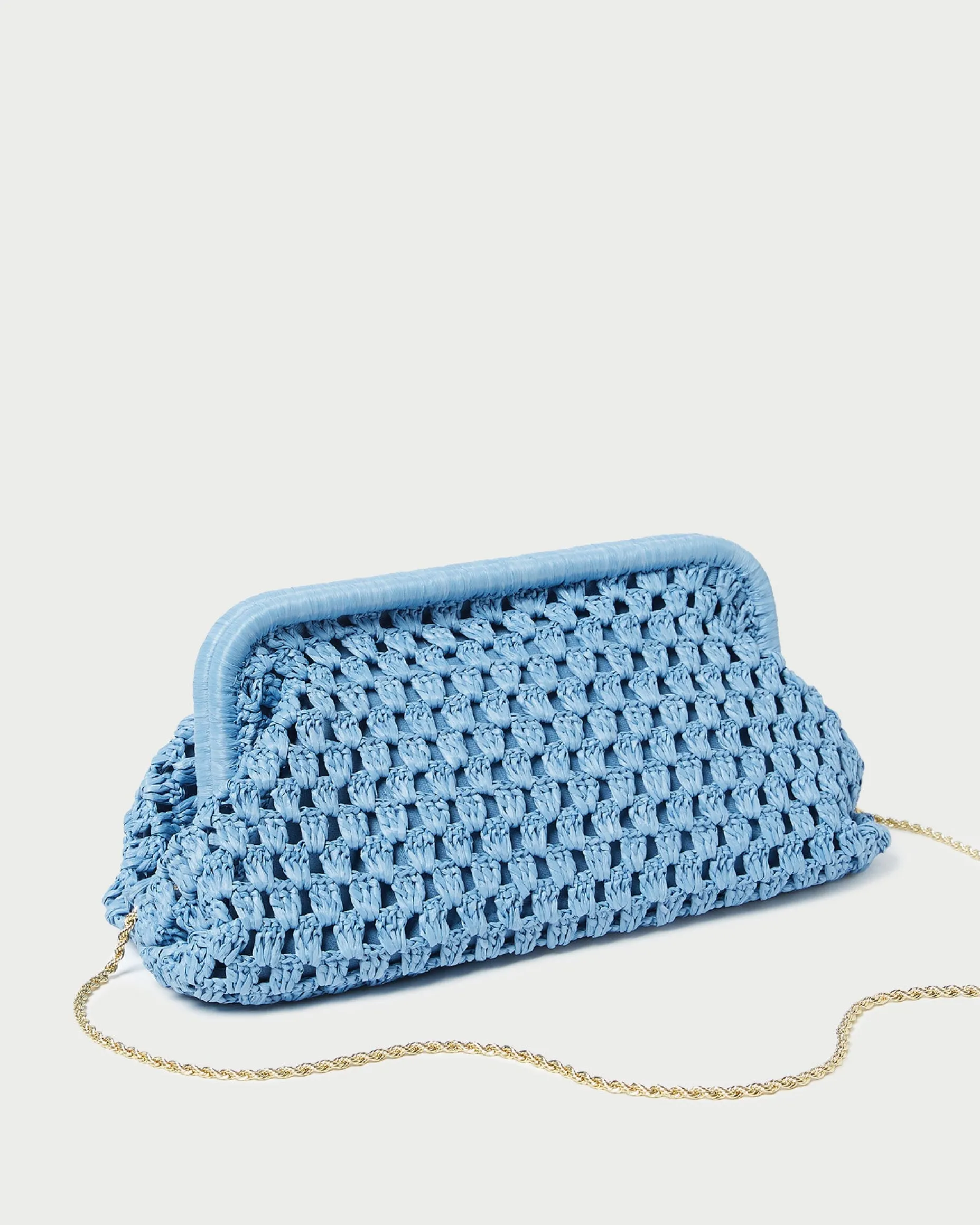 Trudie Blue Crochet Frame Clutch