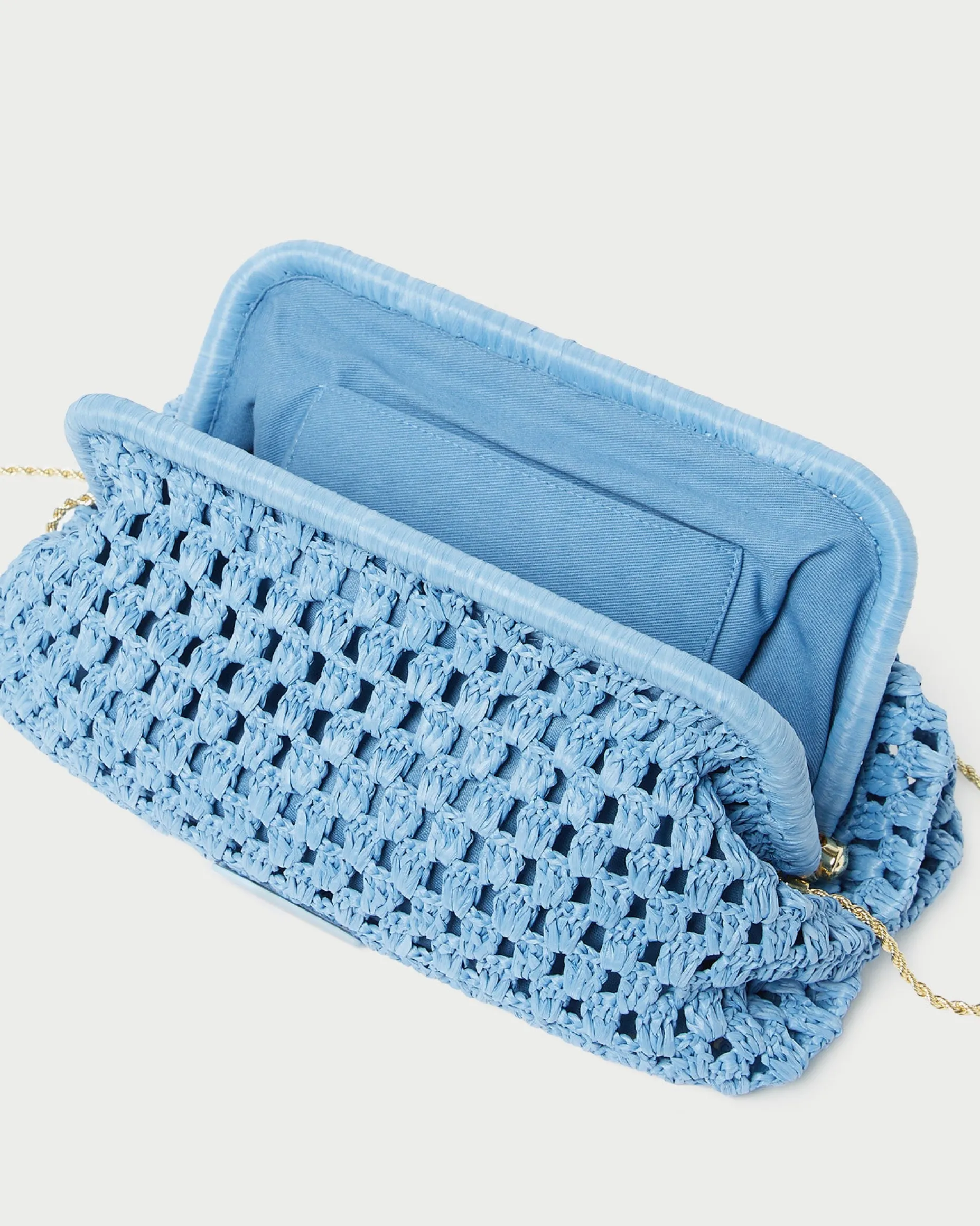 Trudie Blue Crochet Frame Clutch