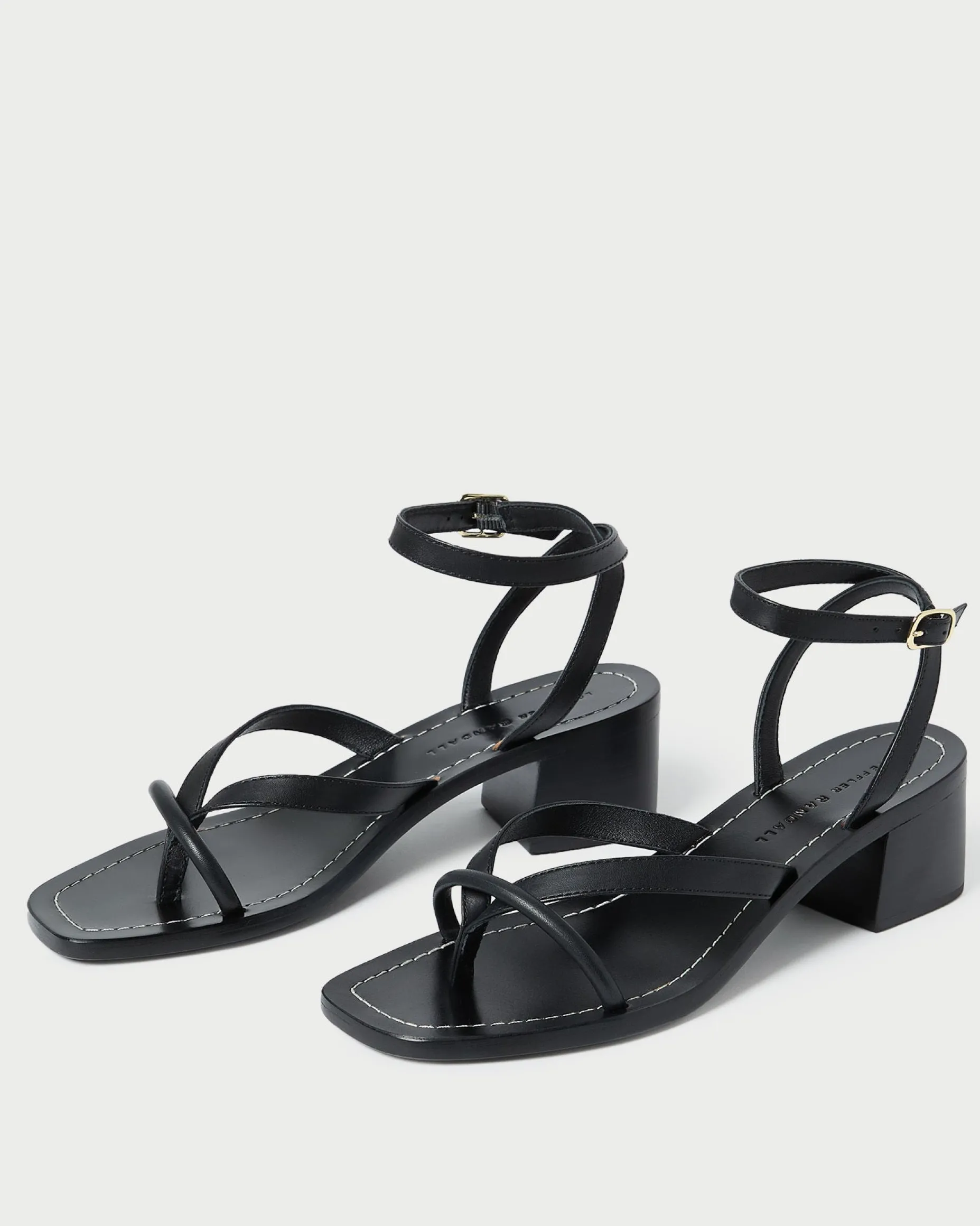 Eloise Black Leather Heeled Sandal