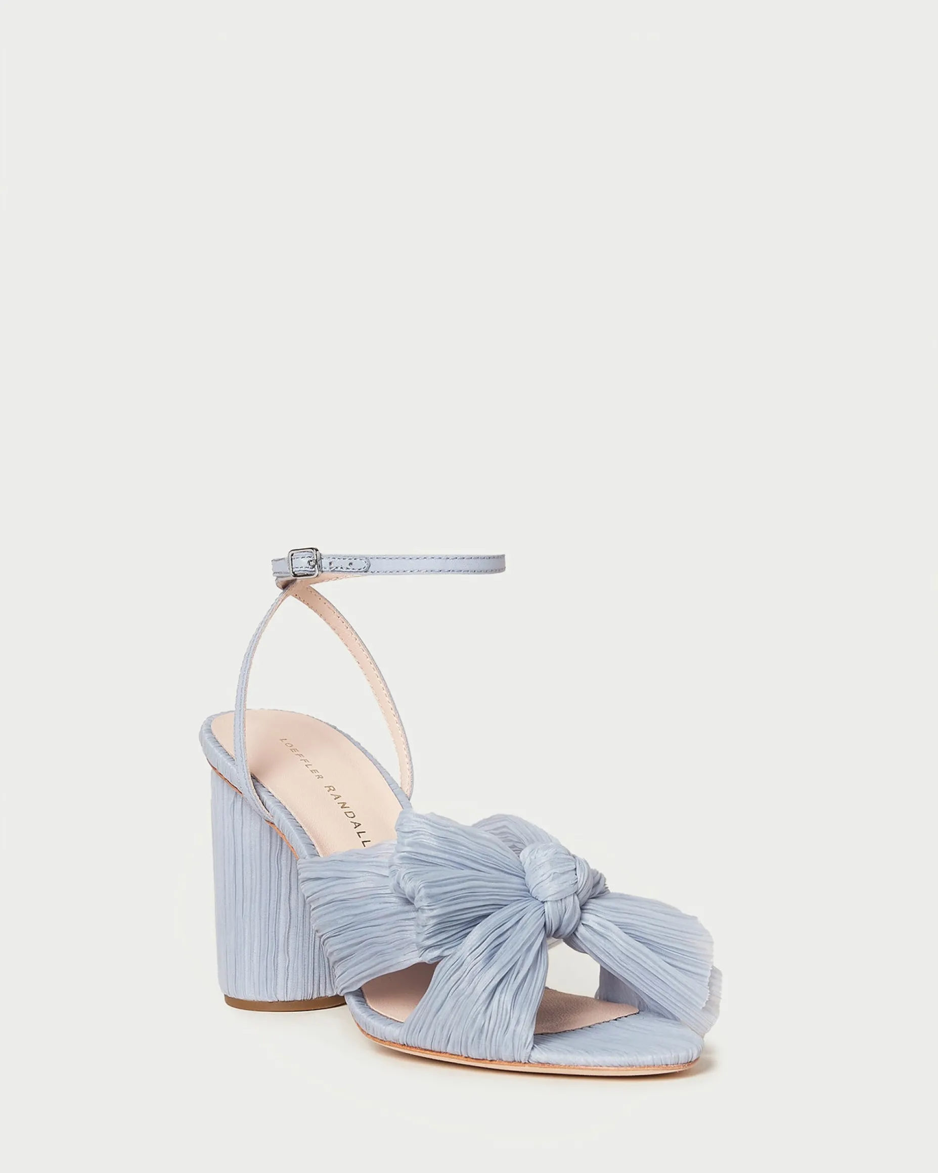 Camellia Blue Pleated Bow Heel