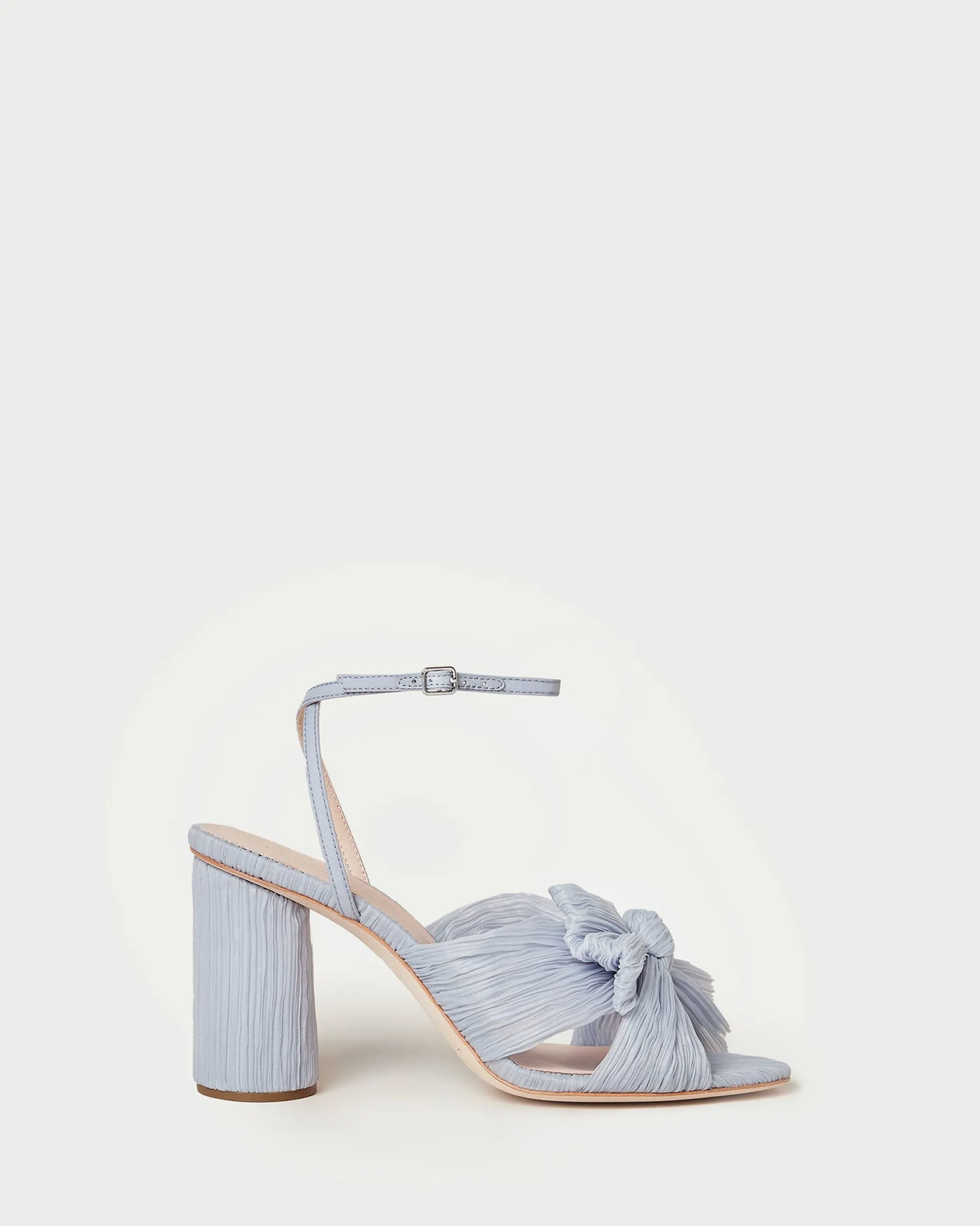 Camellia Blue Pleated Bow Heel