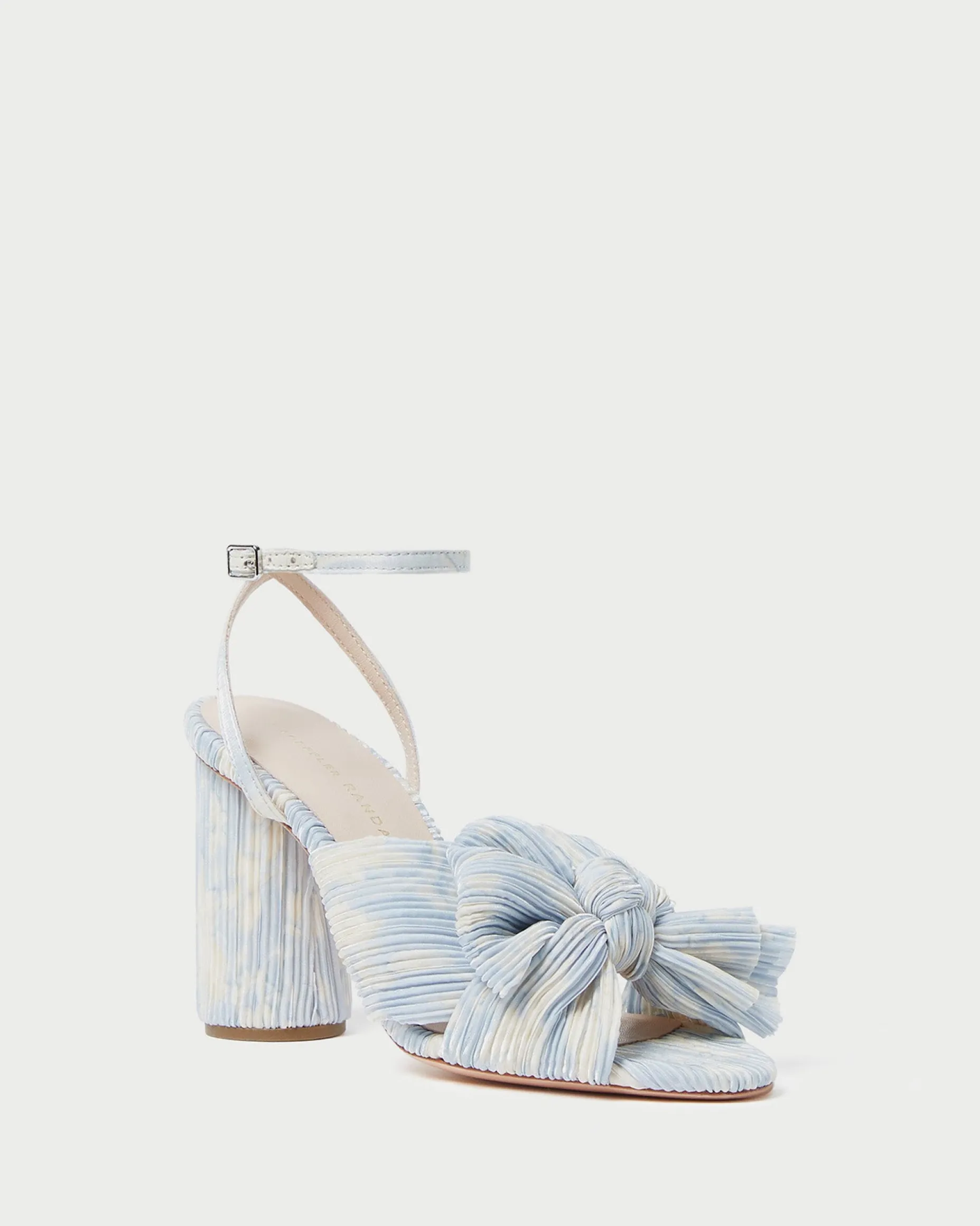 Camellia Blue Pleated Bow Heel