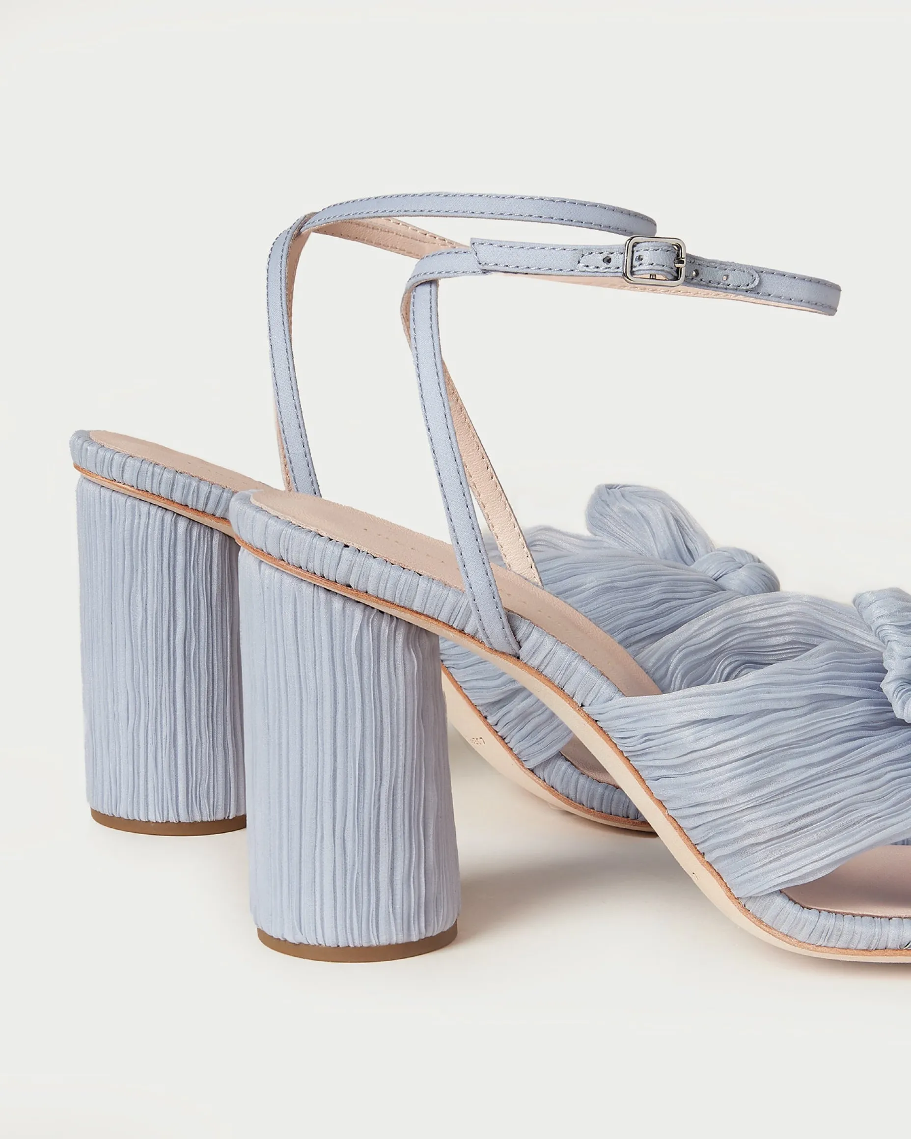 Camellia Blue Pleated Bow Heel