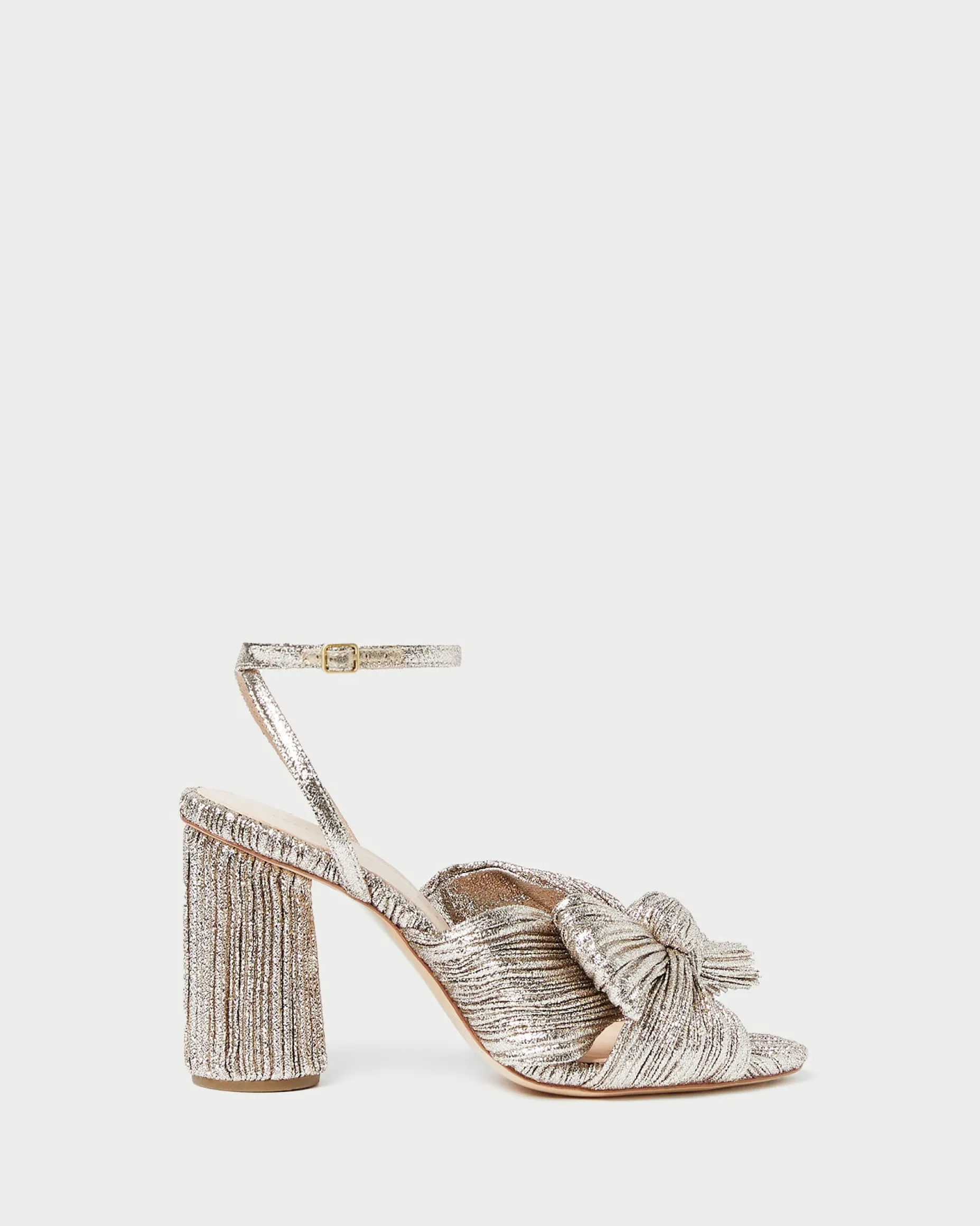 Camellia Pearl Pleated Bow Heel