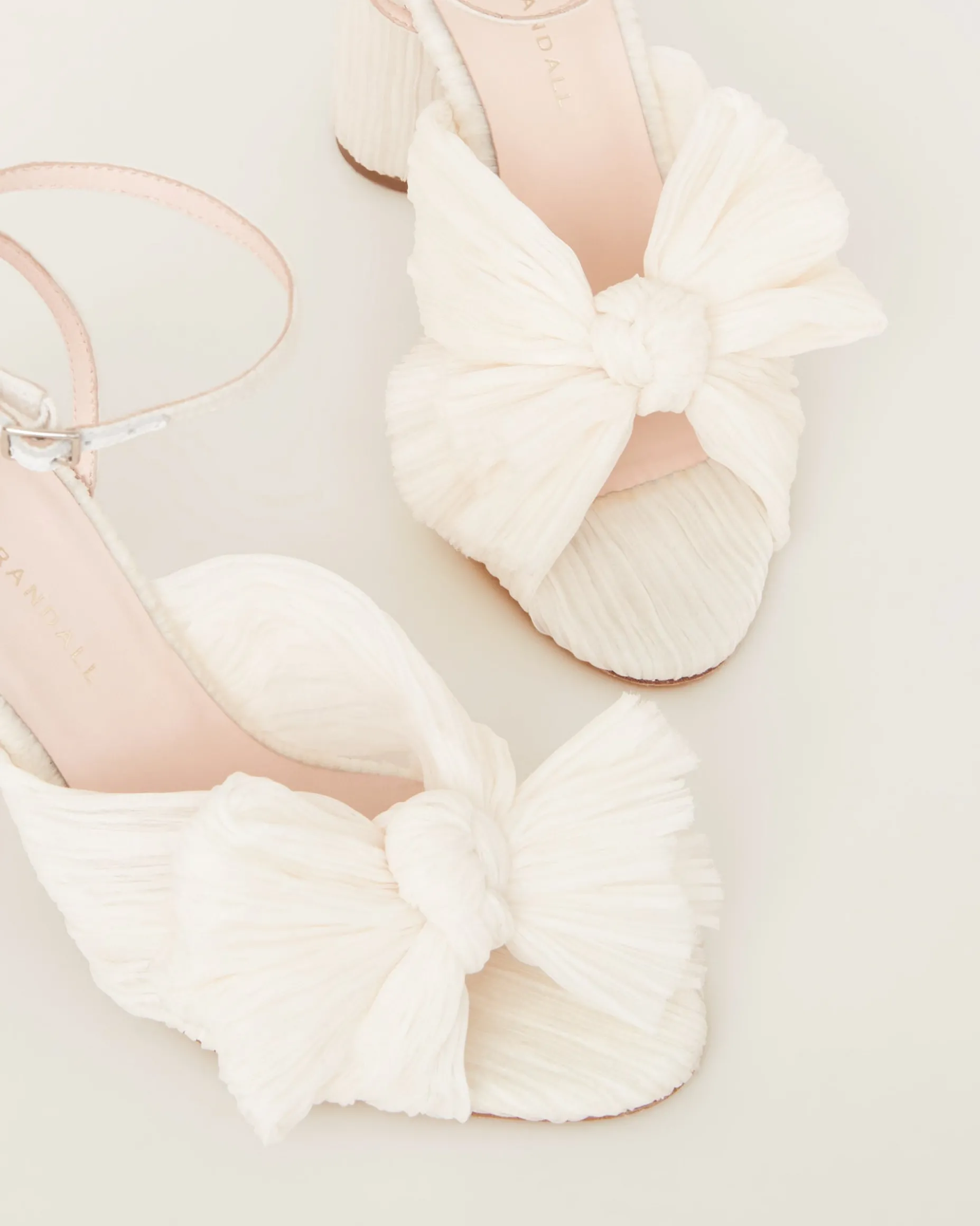 Camellia Pearl Pleated Bow Heel