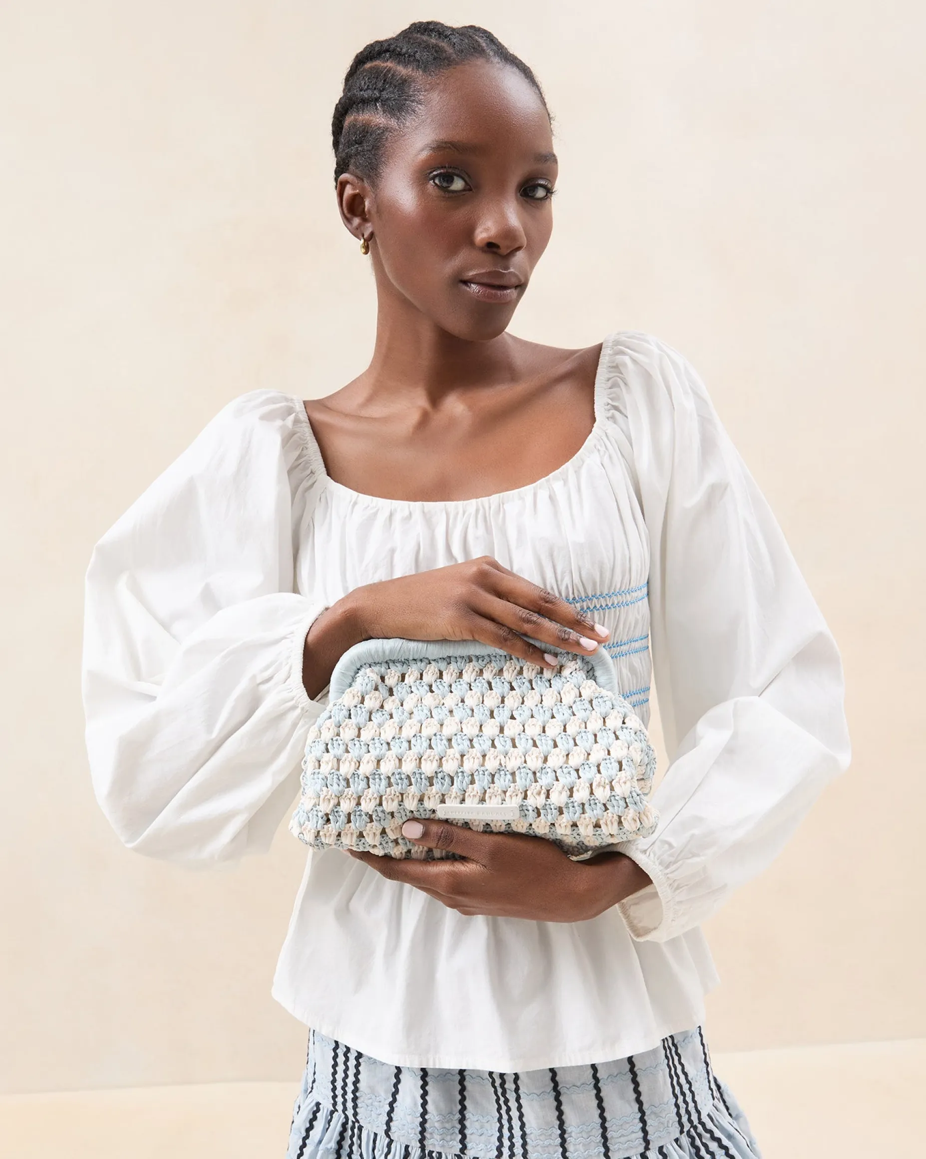 Glenda Green/Cream Crochet Clutch