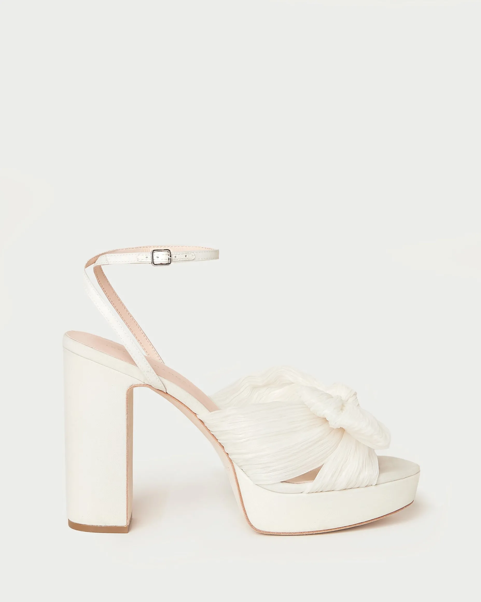 Natalia White Lace Bow Heel