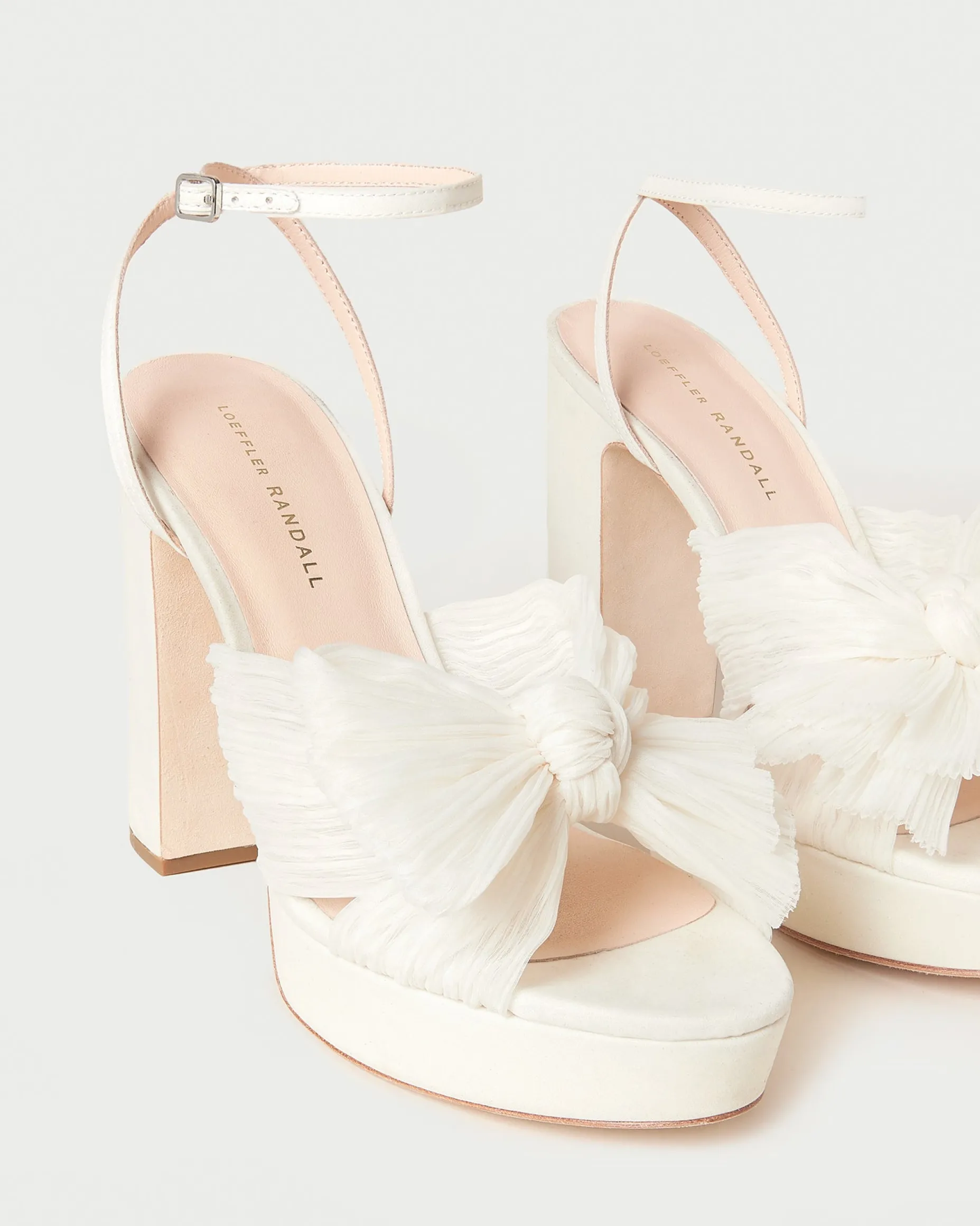 Natalia White Lace Bow Heel